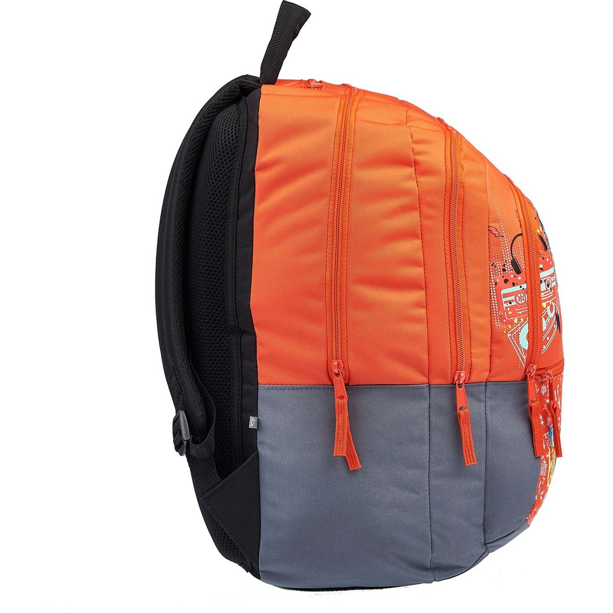 AUCHAN Sac à dos Premium 3 compartiments polyester rouge et gris ROCK & ROLL STREET CODE