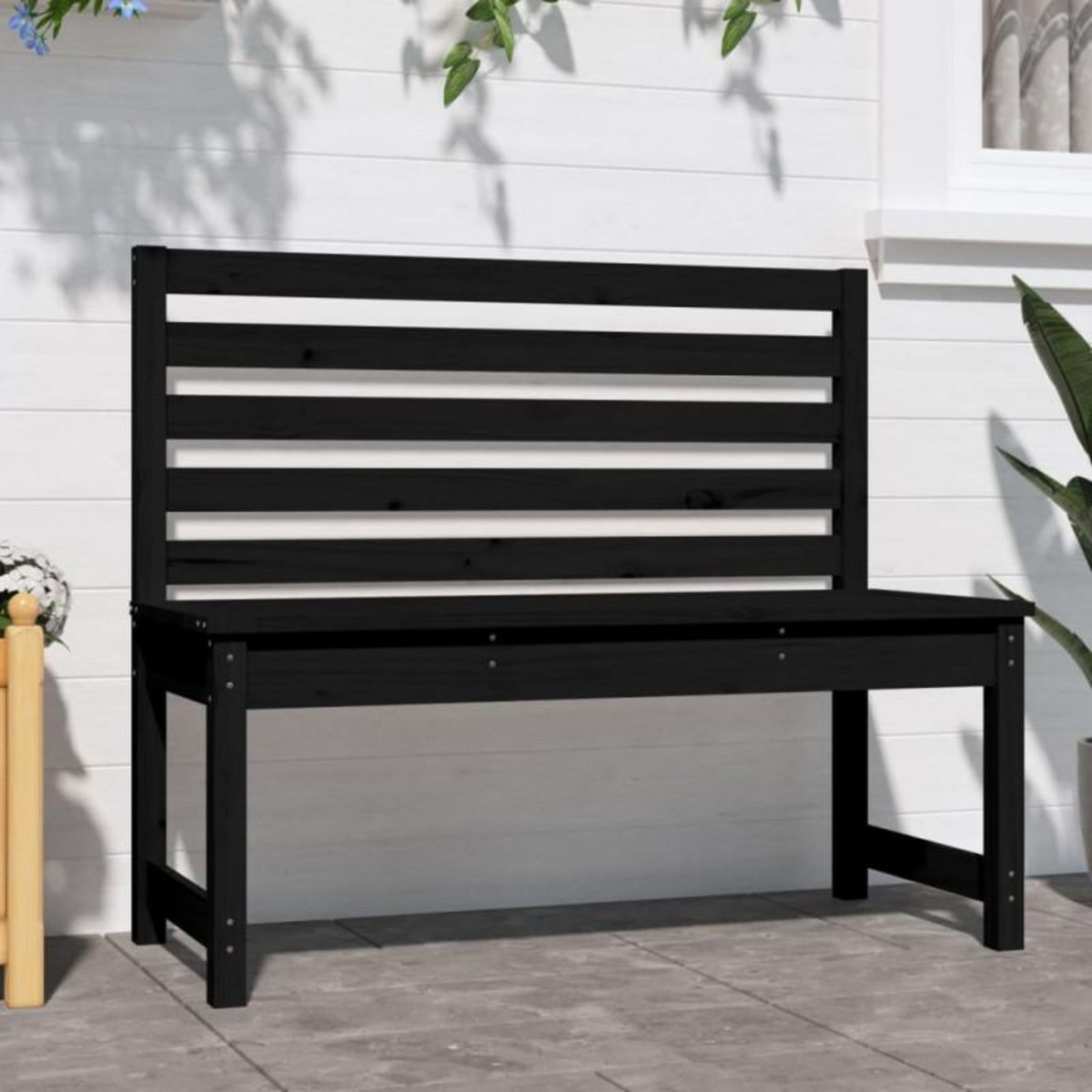 VIDAXL Banc de jardin noir 109 cm bois massif de pin