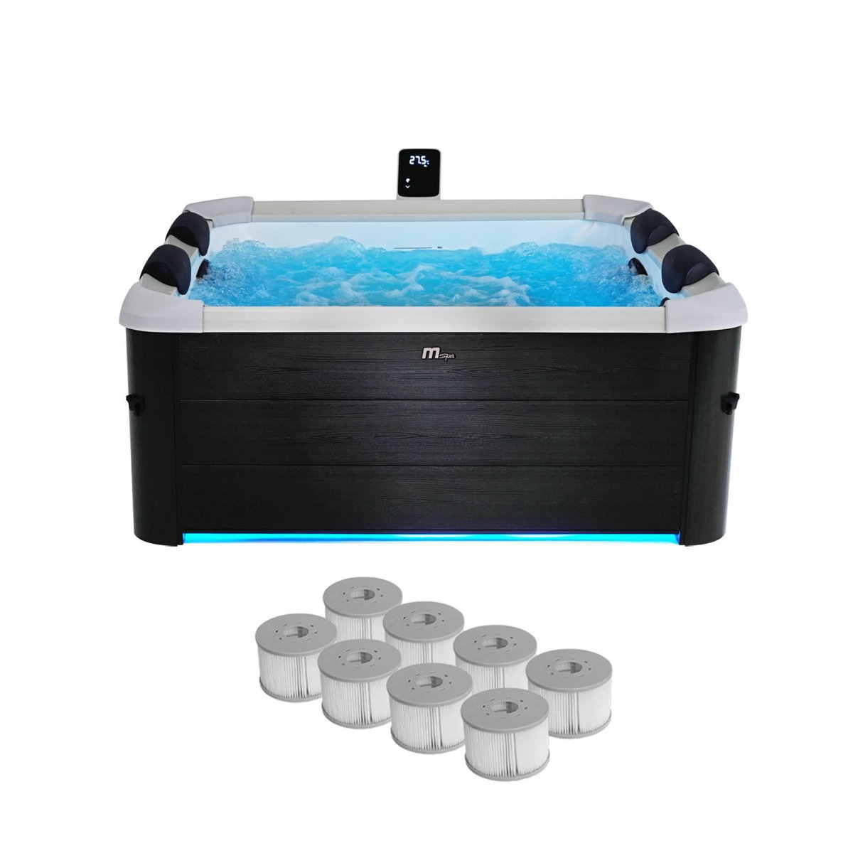 MSpa Spa rigide MSPA 6 places 4 coussins hydromassages. 8 filtres et bâche incluse 160 cm x 65 cm