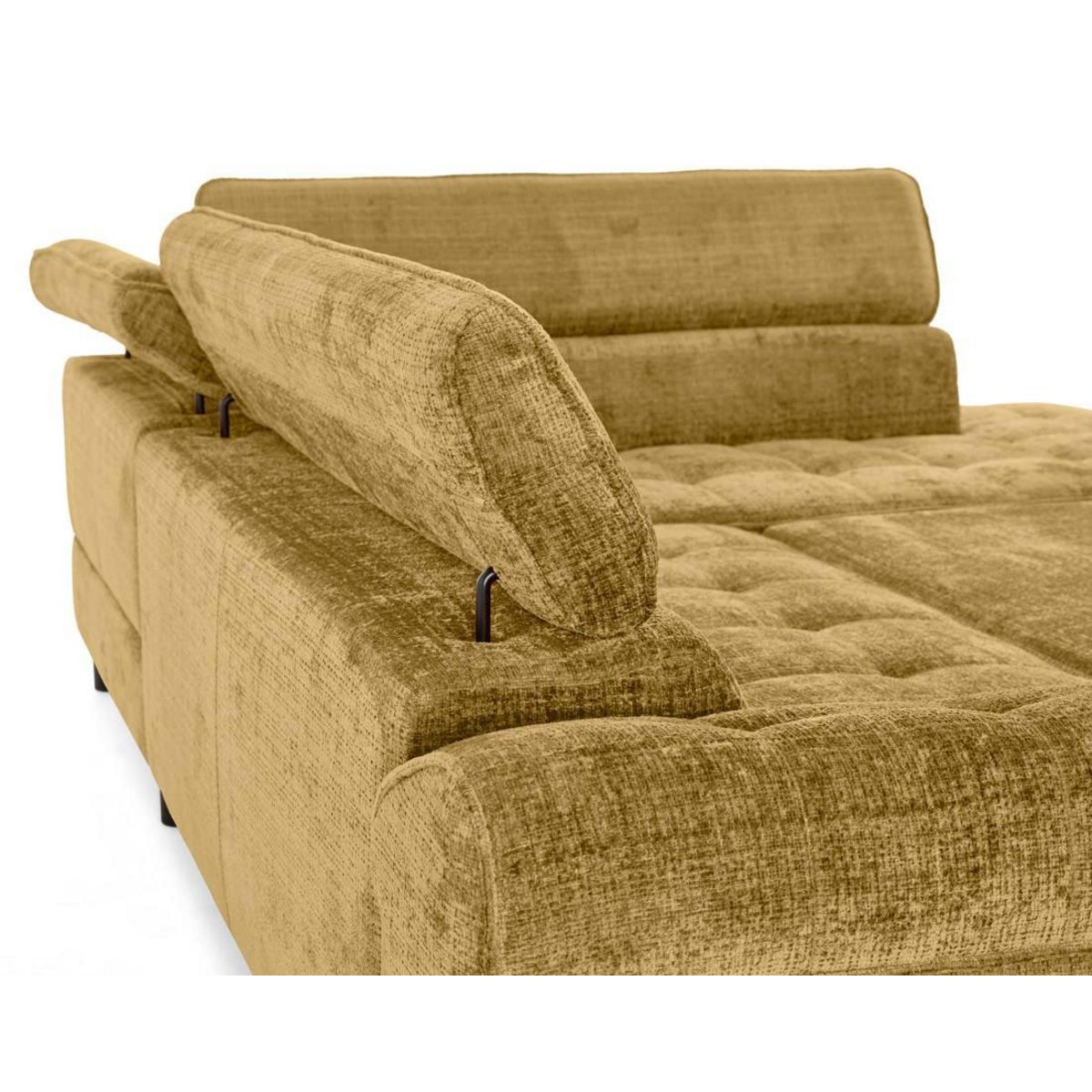 LISA DESIGN Marlo - canapé d'angle droit 5 places convertible avec coffre et têtières en velours texturé