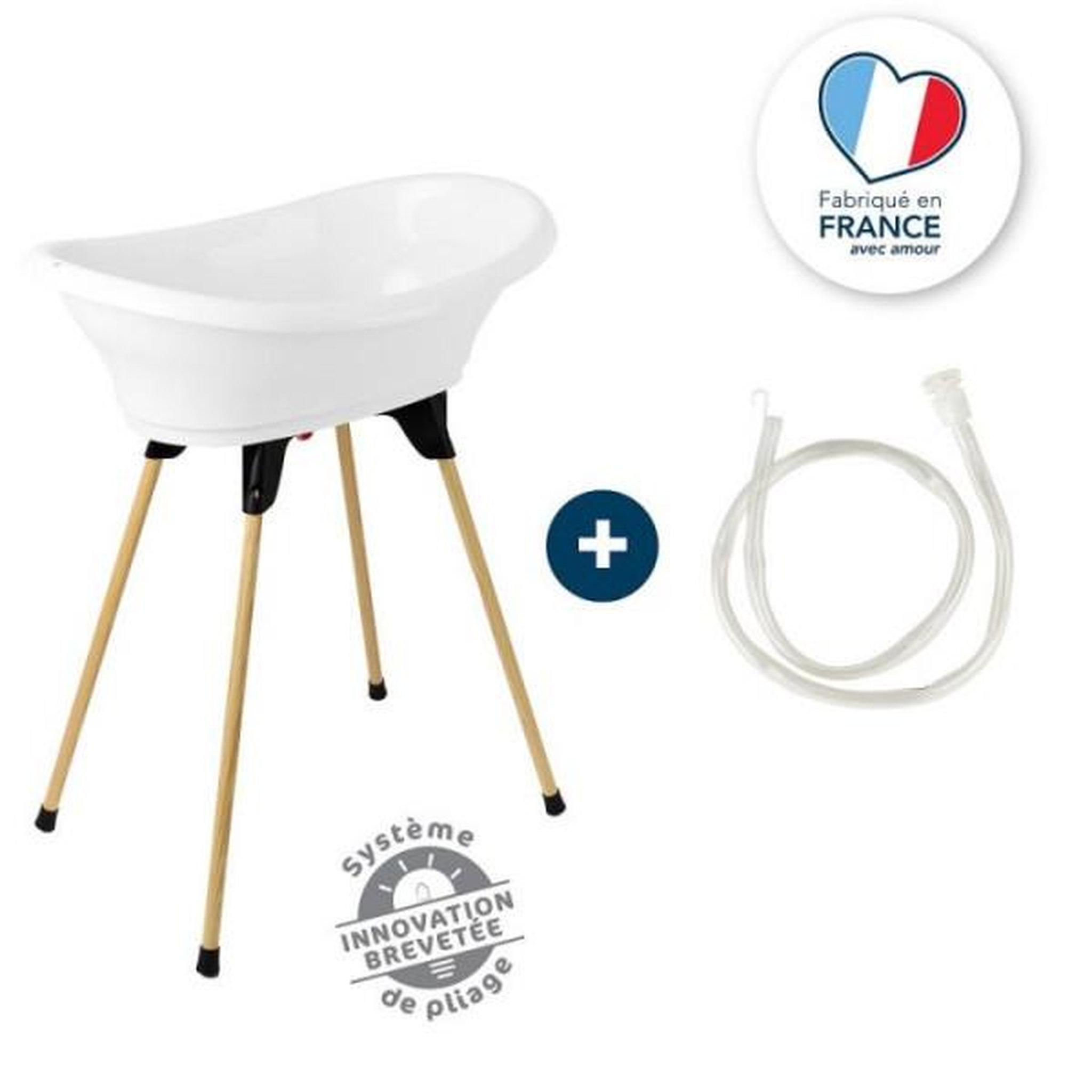 THERMOBABY Kit baignoire VASCO Blanc Muguet : baignoire + pieds + tuyau de vidange - THERMOBABY