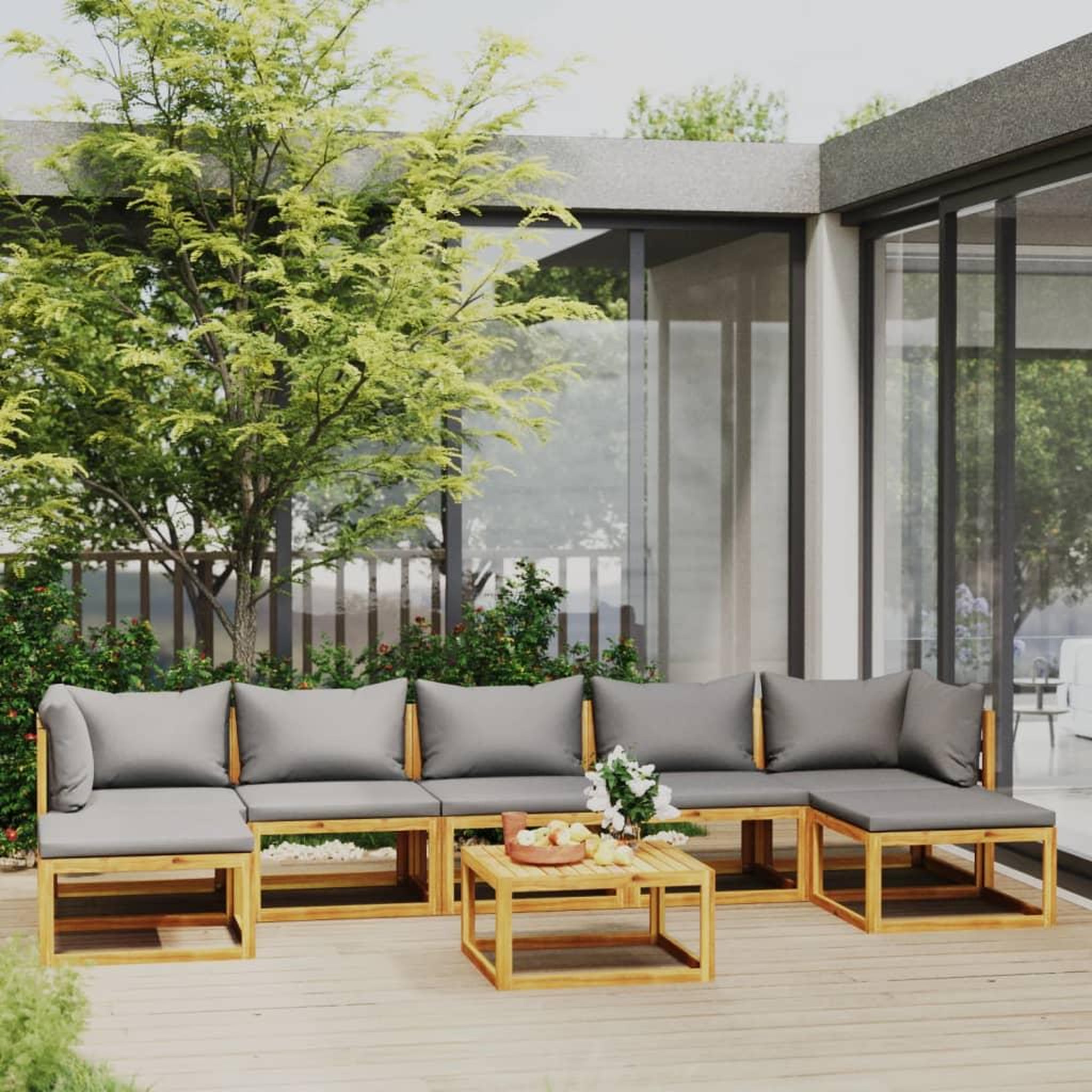 Voir la diapositive 1 : VIDAXL Salon de jardin 8 pcs avec coussin Bois d'acacia solide
