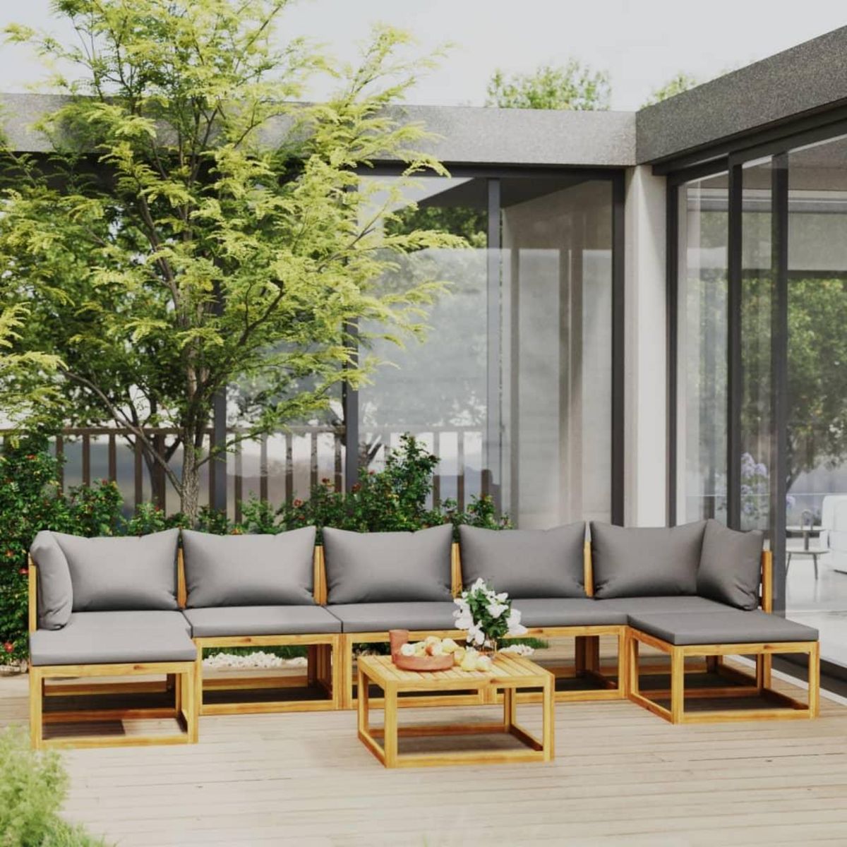 VIDAXL Salon de jardin 8 pcs avec coussin Bois d'acacia solide