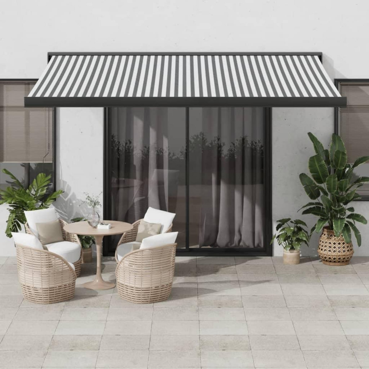 VIDAXL Auvent retractable anthracite et blanc 4,5x3 m tissu/aluminium