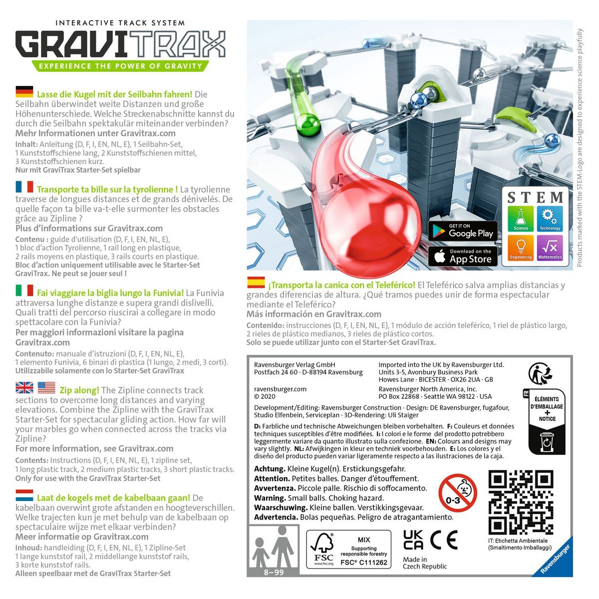 RAVENSBURGER Jeu de construction GraviTrax - Bloc d'action Tyrolienne