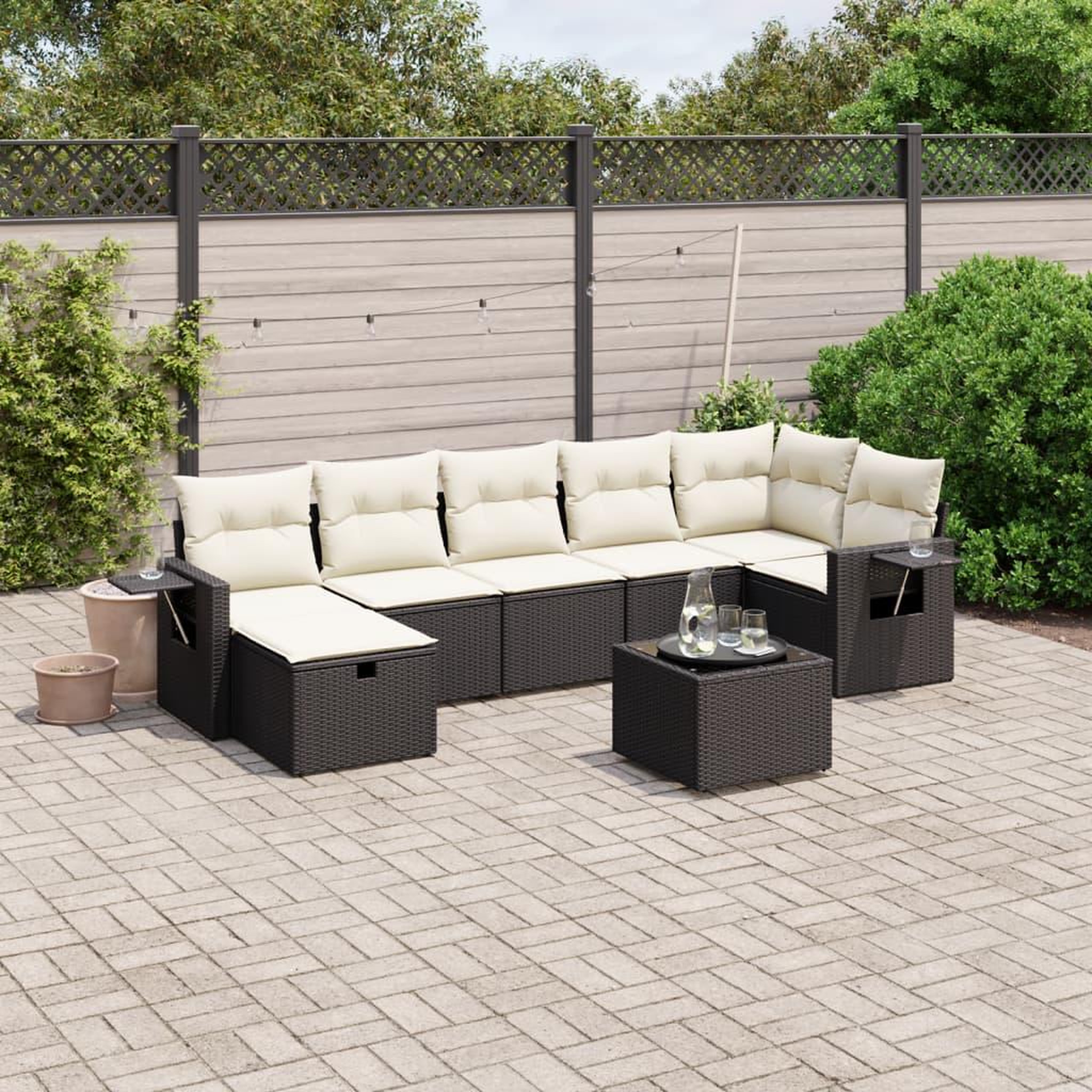 VIDAXL Salon de jardin 8 pcs avec coussins noir resine tressee