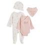 Voir la diapositive 1 : INEXTENSO Ensemble dors bien + body + bavoir + bonnet bébé fille