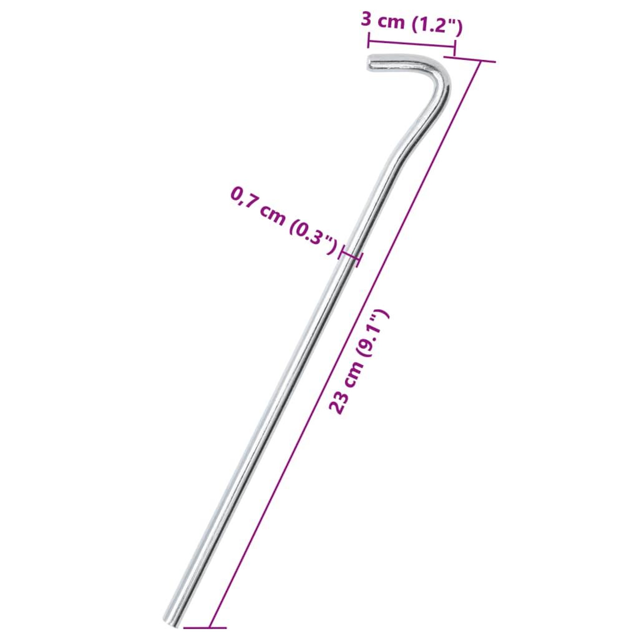 Voir la diapositive 6 : VIDAXL Piquets de tente 25 pcs 23 cm Ø7 mm acier galvanise
