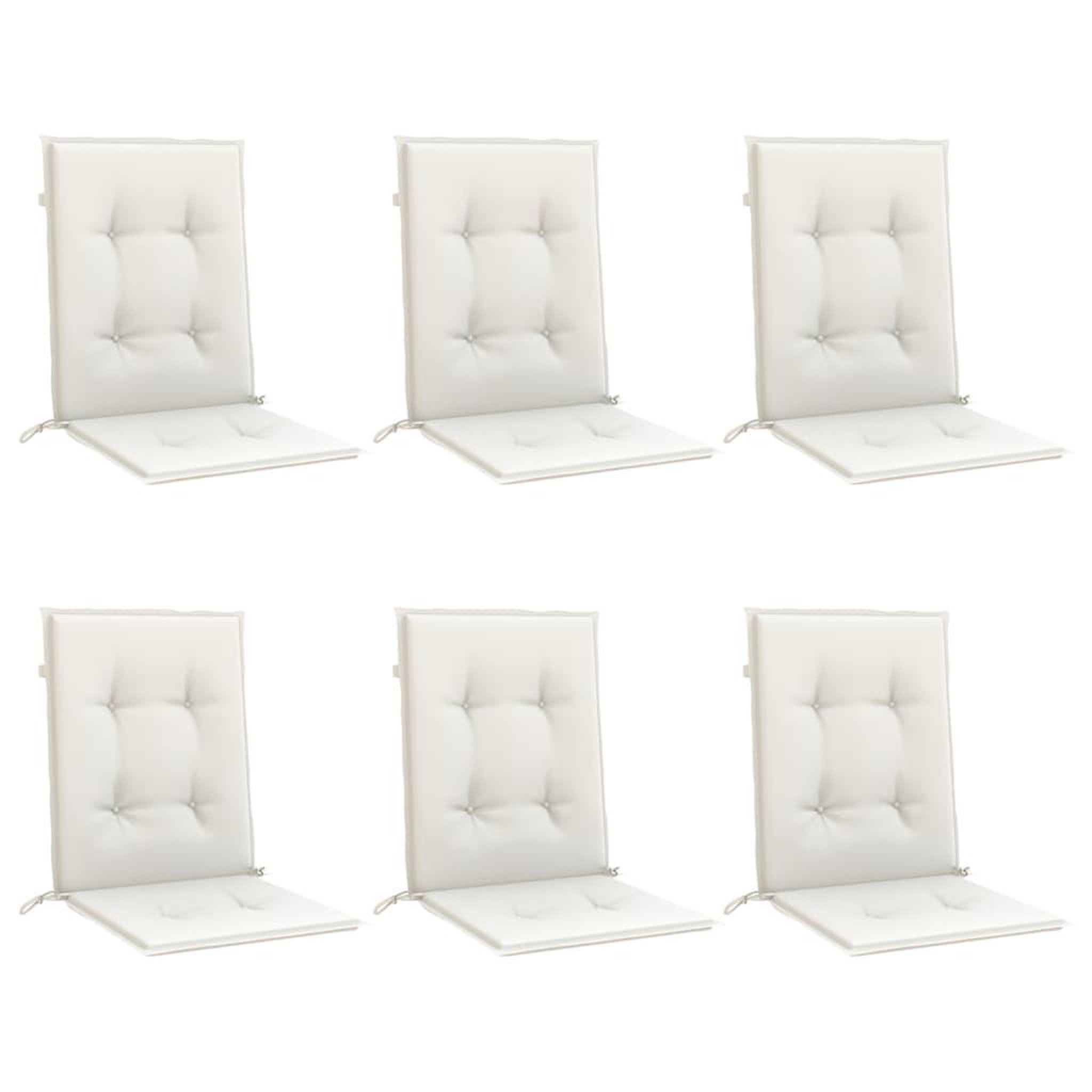 Voir la diapositive 3 : VIDAXL Coussins de chaise a dossier bas lot de 6 creme melange tissu