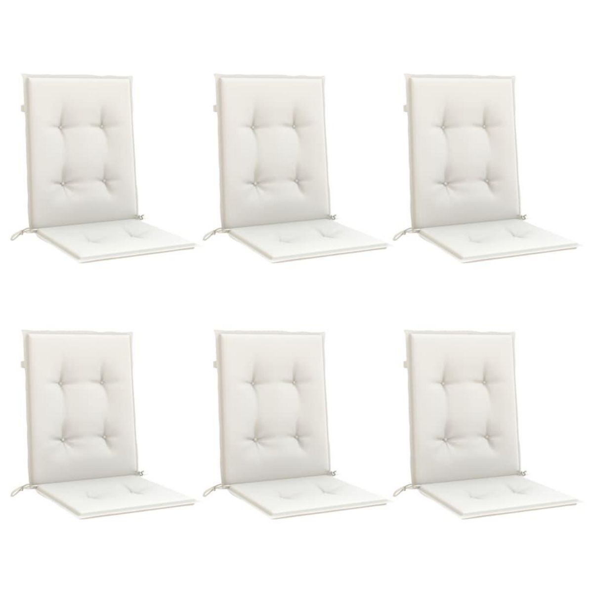 VIDAXL Coussins de chaise a dossier bas lot de 6 creme melange tissu