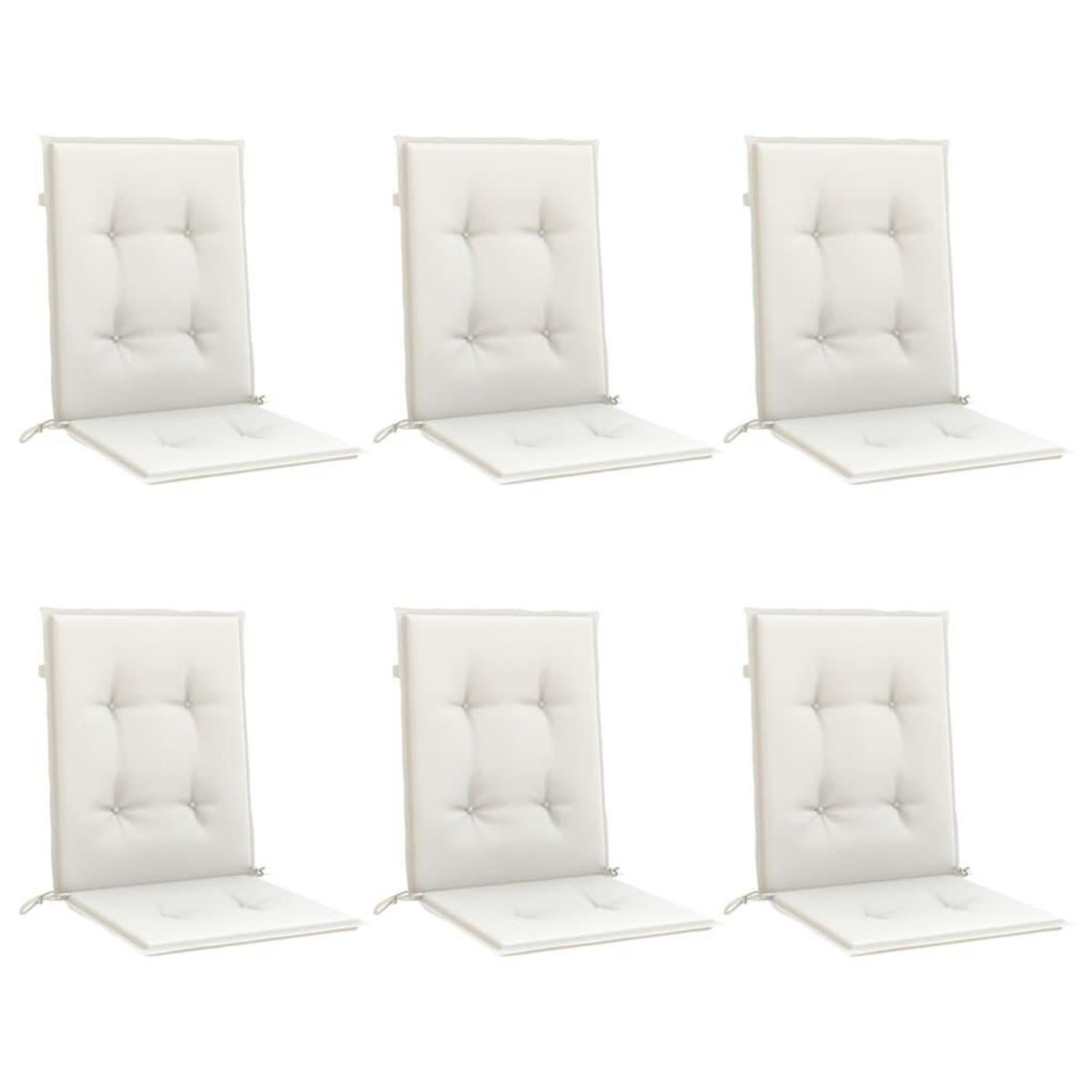 VIDAXL Coussins de chaise a dossier bas lot de 6 creme melange tissu