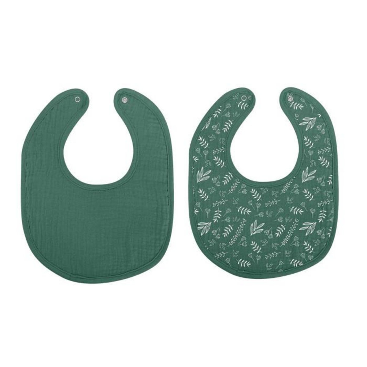 Paris Prix Lot de 2 Bavoirs Bébé  Absorbant  27cm Vert Foncé