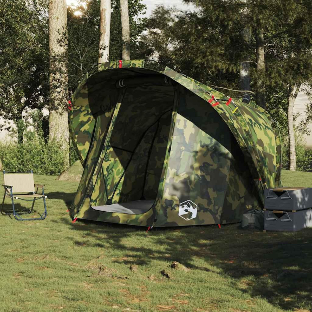 VIDAXL Tente de peche 4 personnes camouflage impermeable