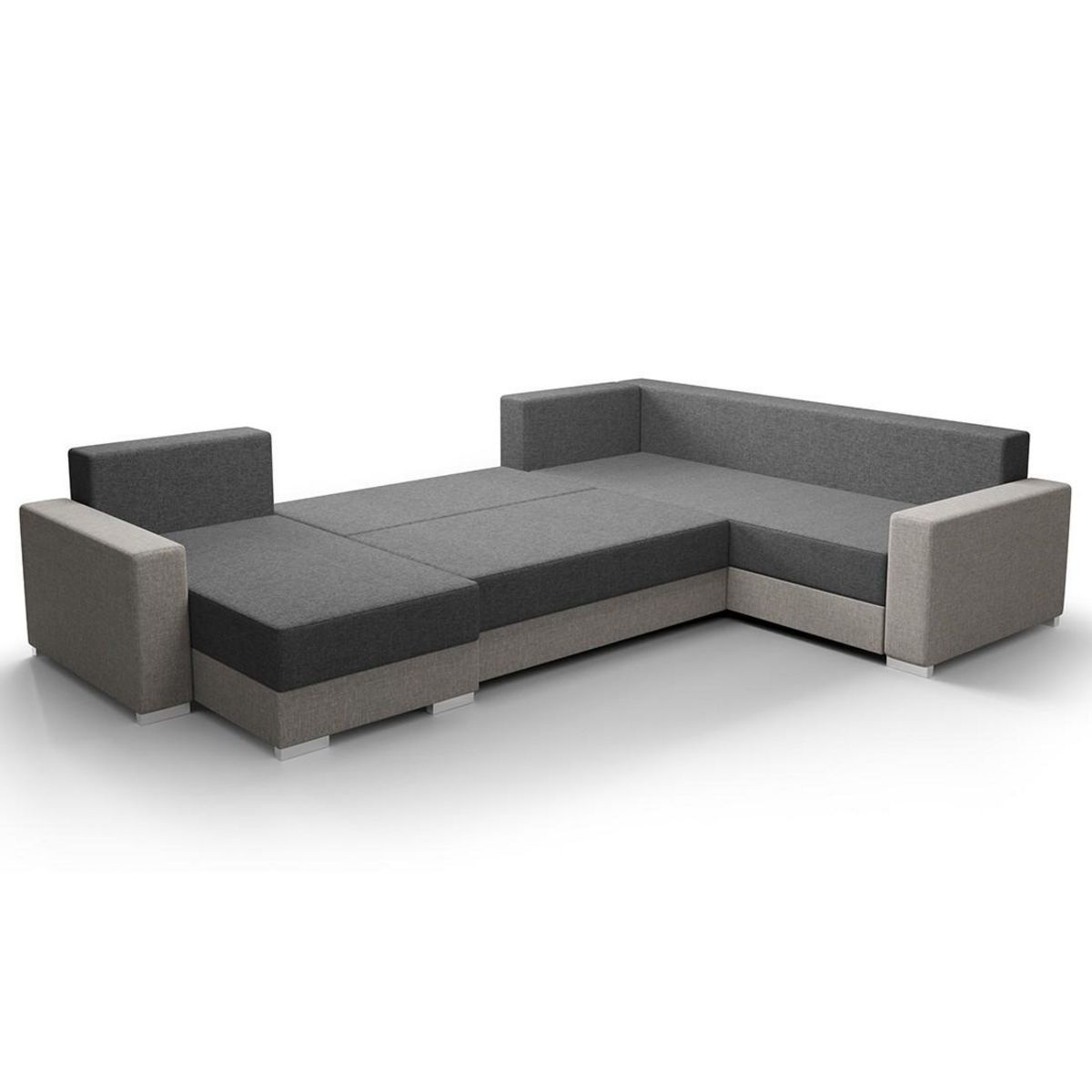 BEST MOBILIER Leslie - canapé panoramique d'angle réversible 7 places convertible avec coffre en tissu