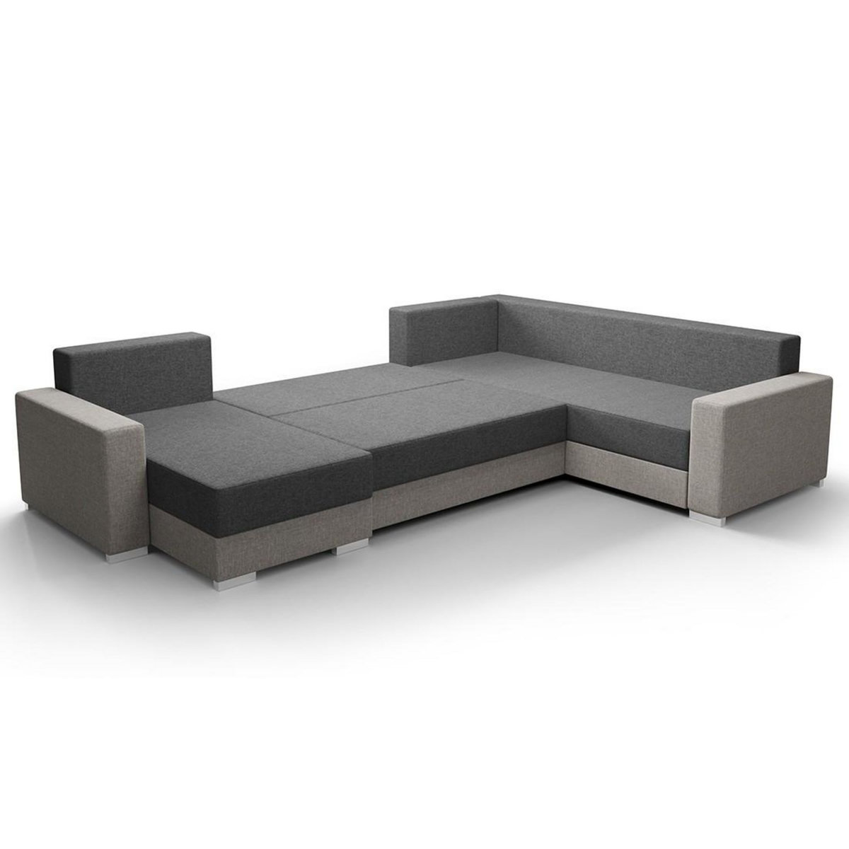 BEST MOBILIER Leslie - canapé panoramique d'angle réversible 7 places convertible avec coffre en tissu