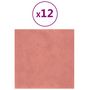 Voir la diapositive 2 : VIDAXL Panneaux muraux 12 pcs Rose 30x30 cm Velours 1,08 m²