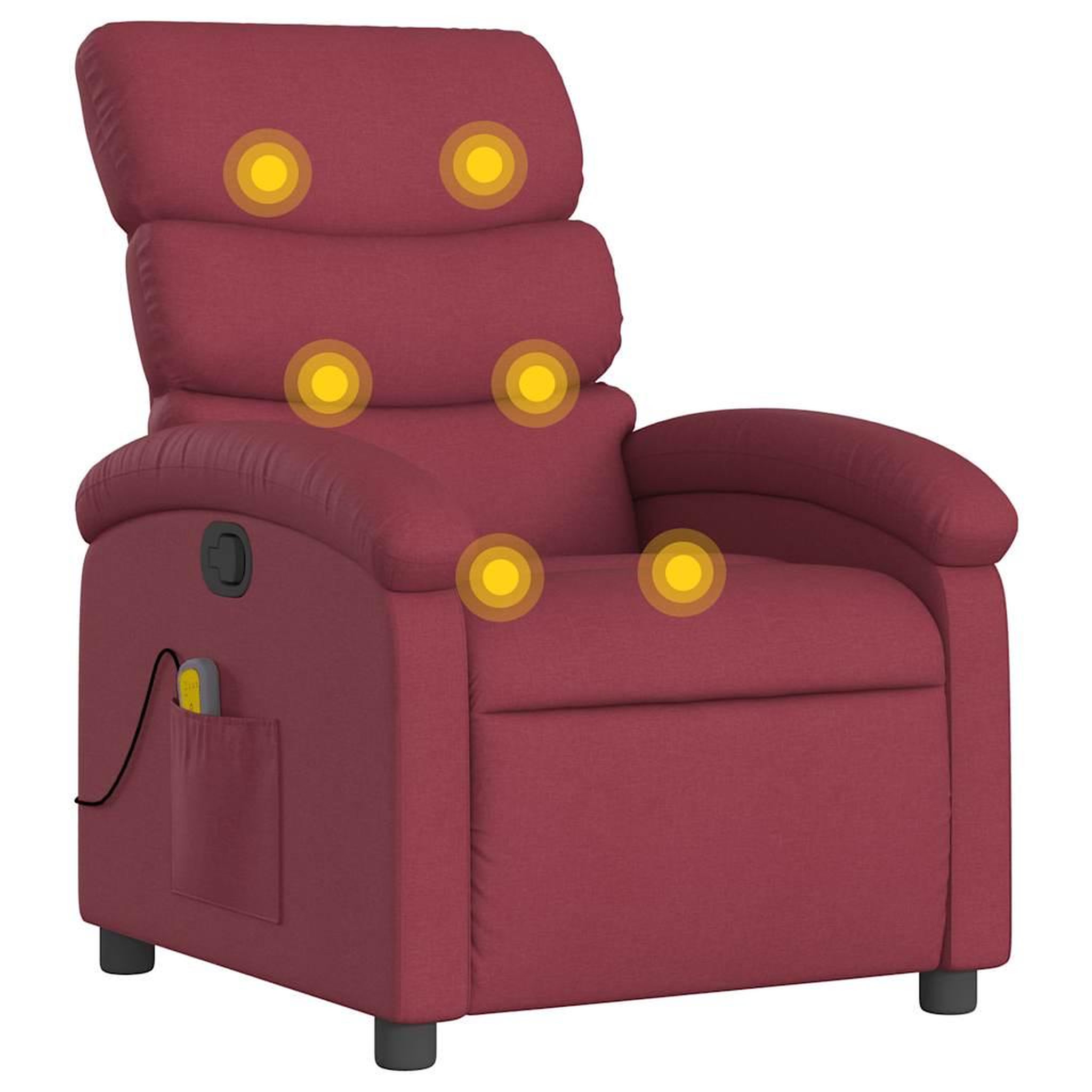Voir la diapositive 2 : VIDAXL Fauteuil de massage inclinable Rouge bordeaux Tissu