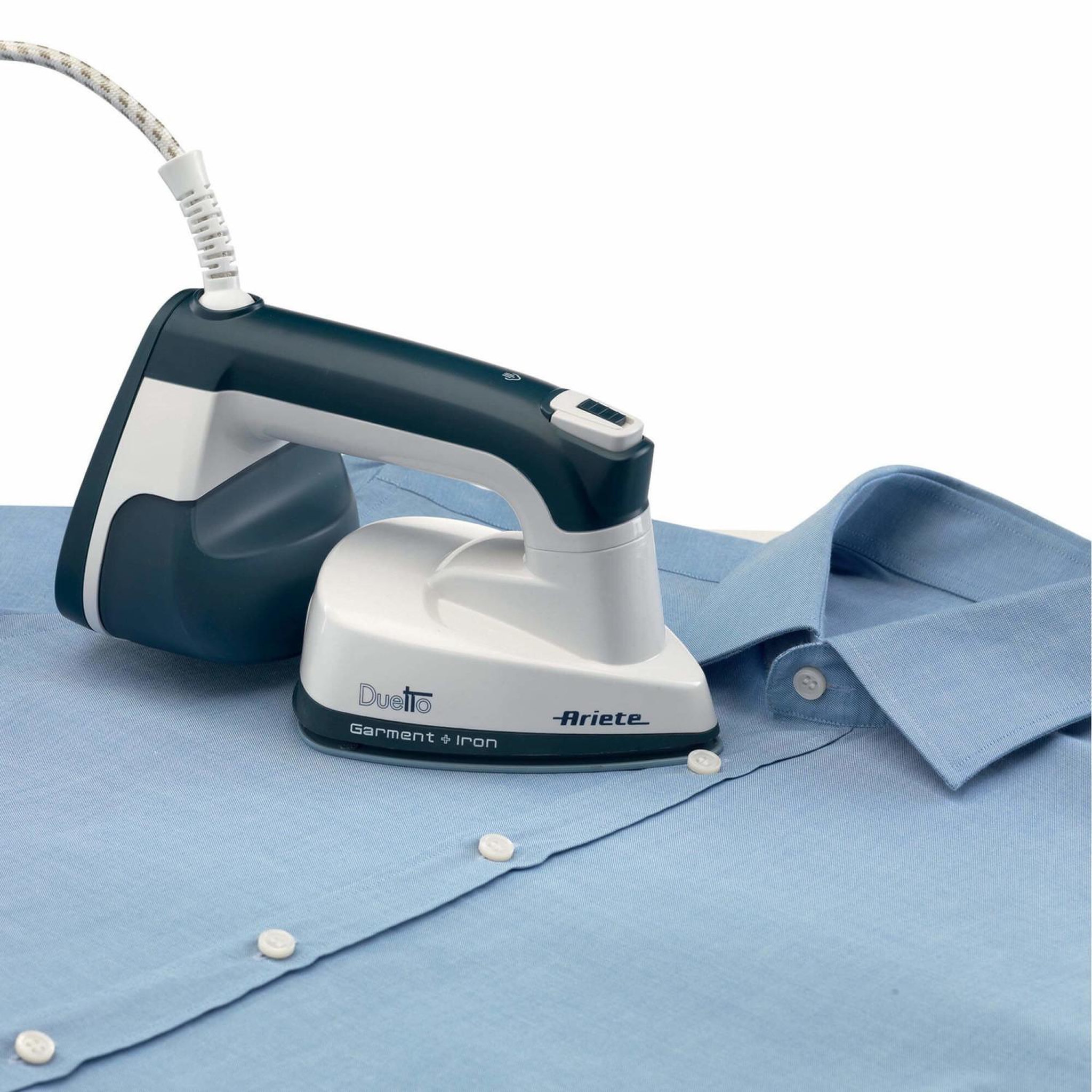 Voir la diapositive 3 : ARIETE Défroisseur vapeur vertical Ariete Duetto 6246 blanc et bleu