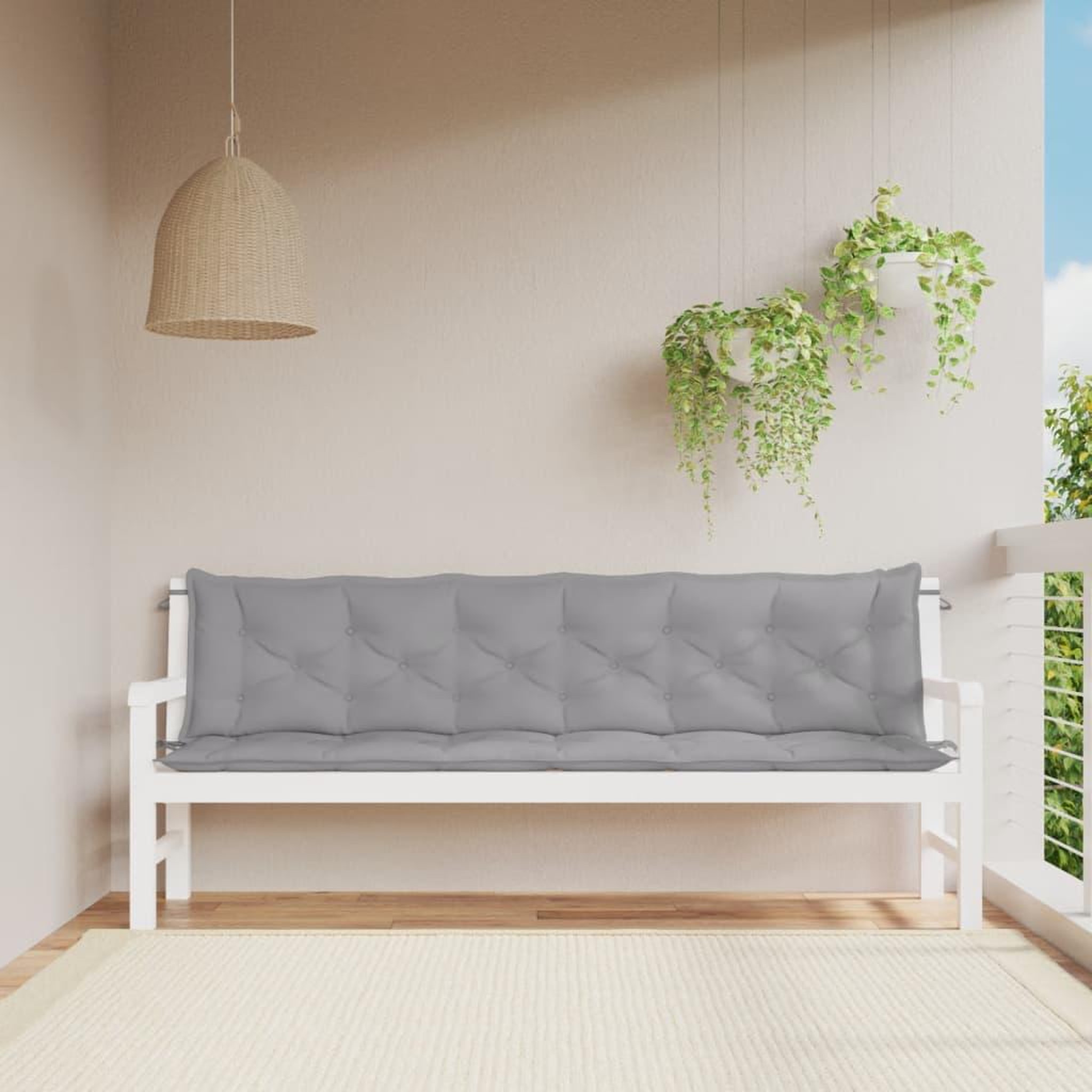 VIDAXL Coussins de banc jardin lot de 2 gris 200x50x7 cm tissu Oxford