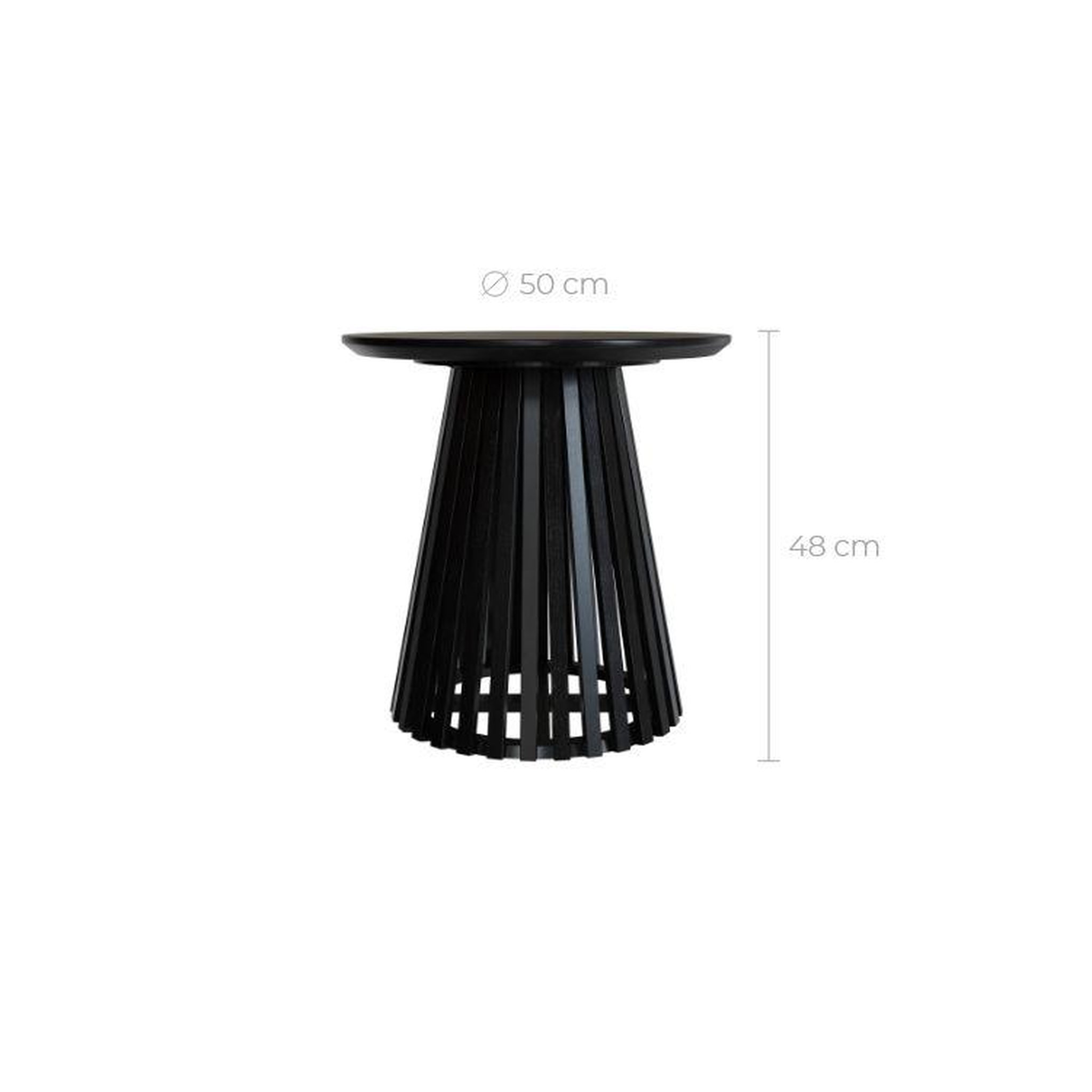 Voir la diapositive 4 : MAISON PAVANE Table d'appoint ronde noire en bois d'acacia d50 cm-képès