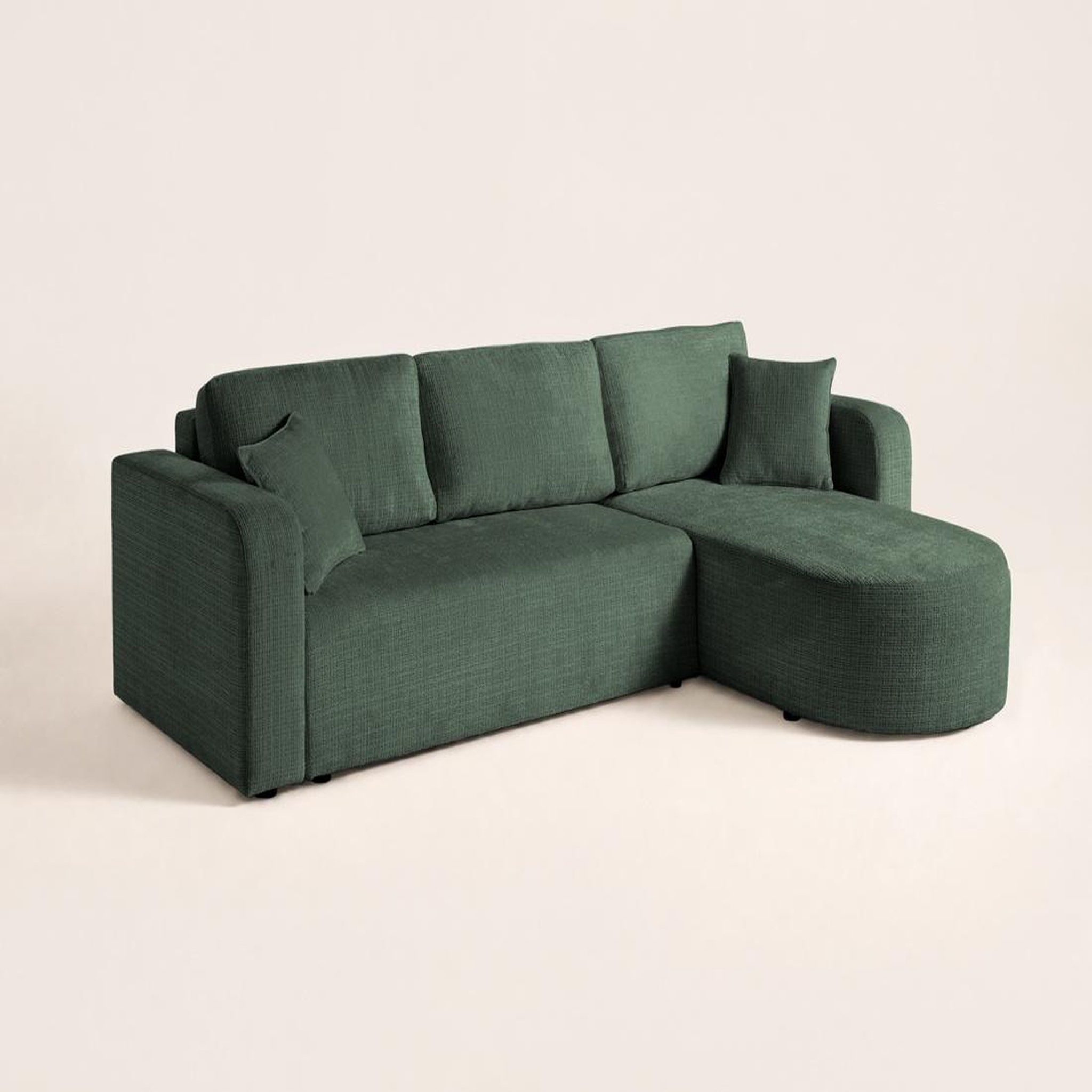 Voir la diapositive 5 : BEST MOBILIER Miro - canapé d'angle réversible - 4 places - convertible avec coffre - en velours texturé
