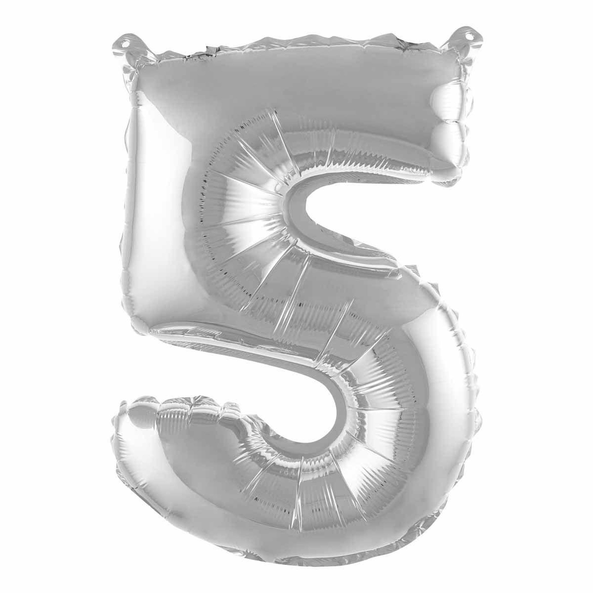 HOMEA Ballon Gonflable Métallisé  Chiffre 5  40cm Argent