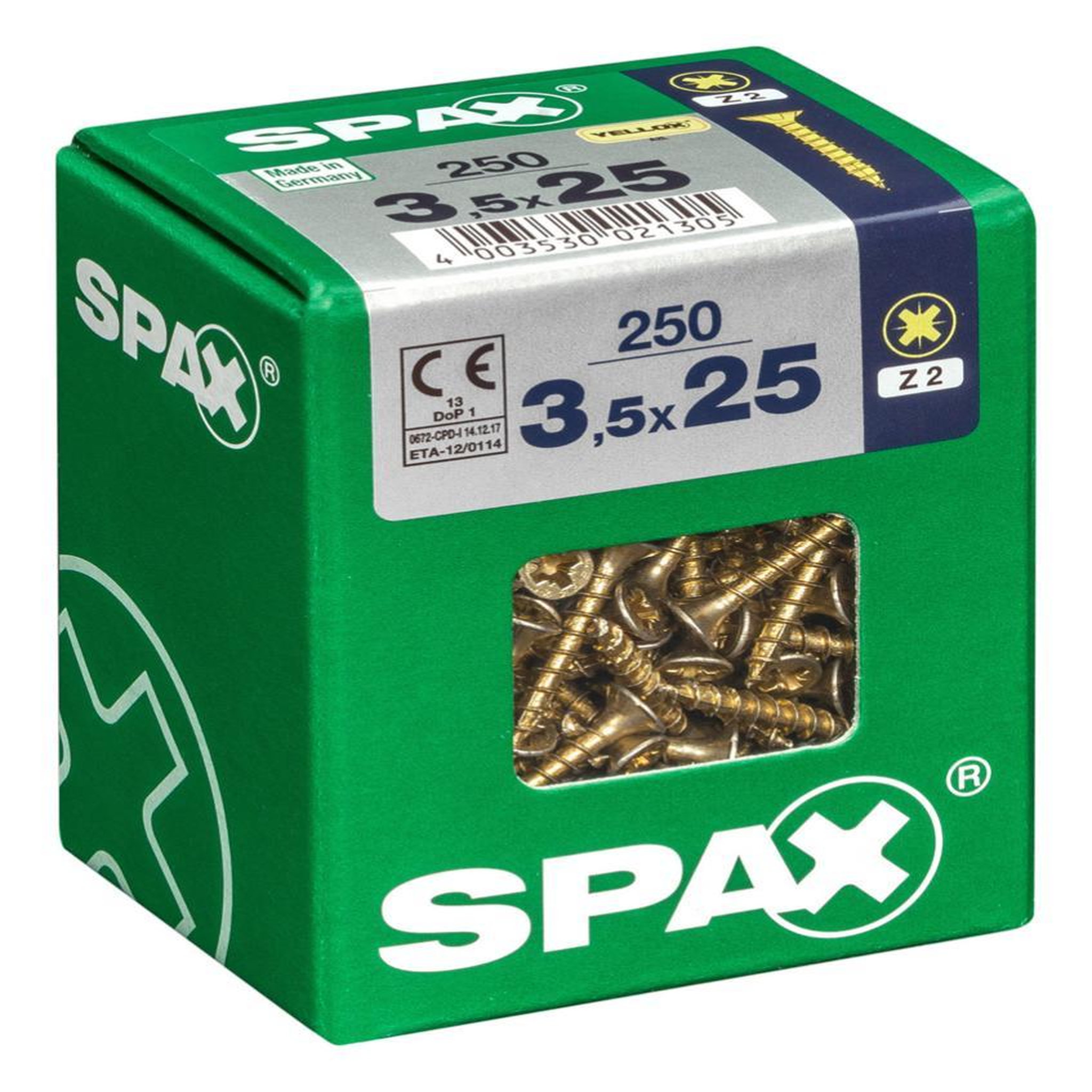 CENTRALE BRICO Lot de 250 vis acier tête fraisée pozidriv SPAX, Diam.3.5 mm x L.25 mm