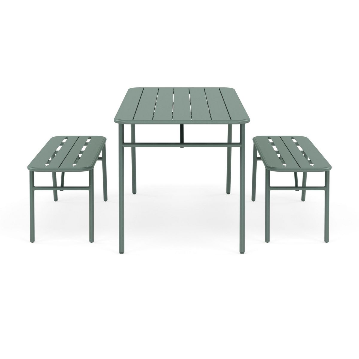 BEST MOBILIER Ribola - ensemble table et bancs de jardin - 4 personnes - vert