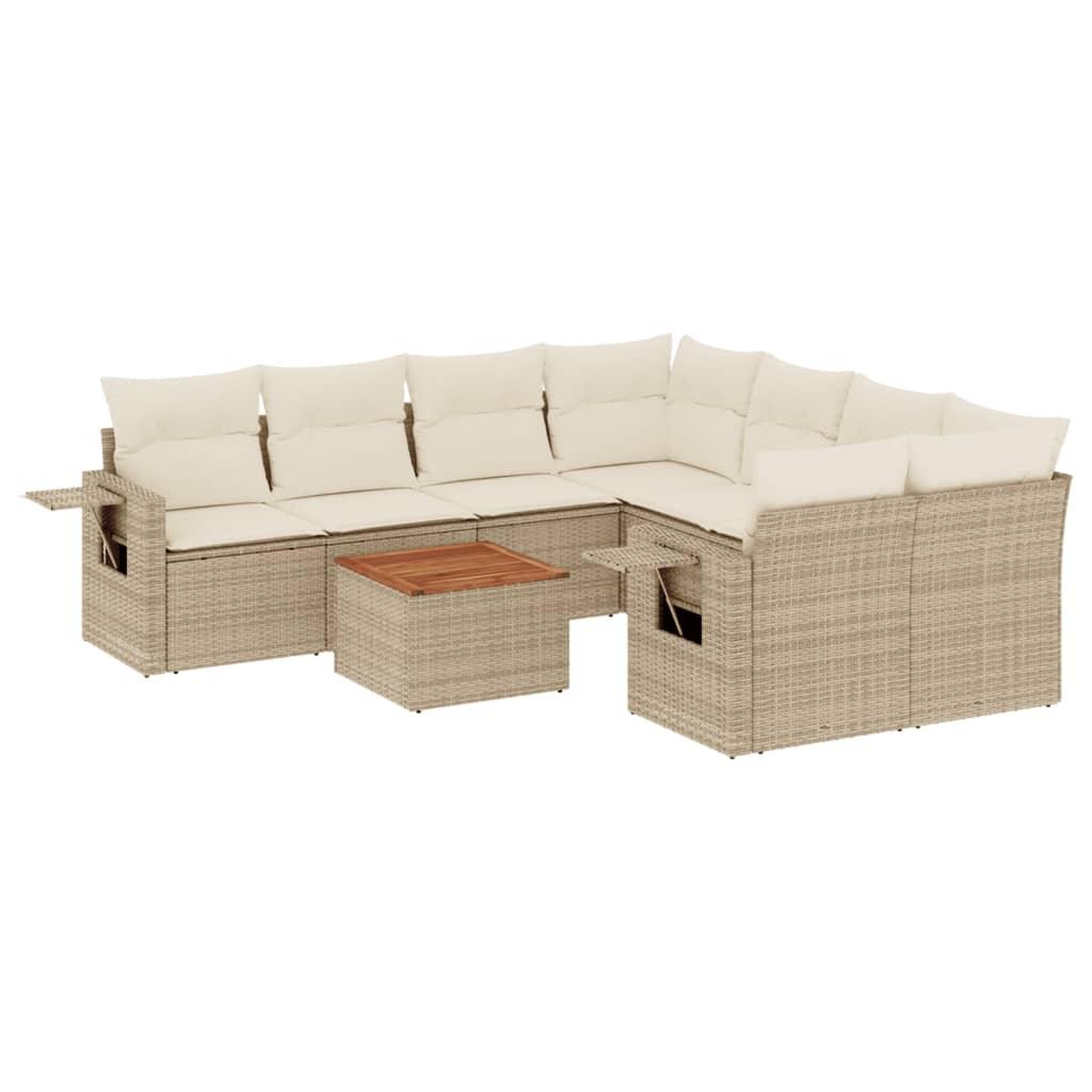 Voir la diapositive 2 : VIDAXL Salon de jardin avec coussins 9 pcs beige resine tressee