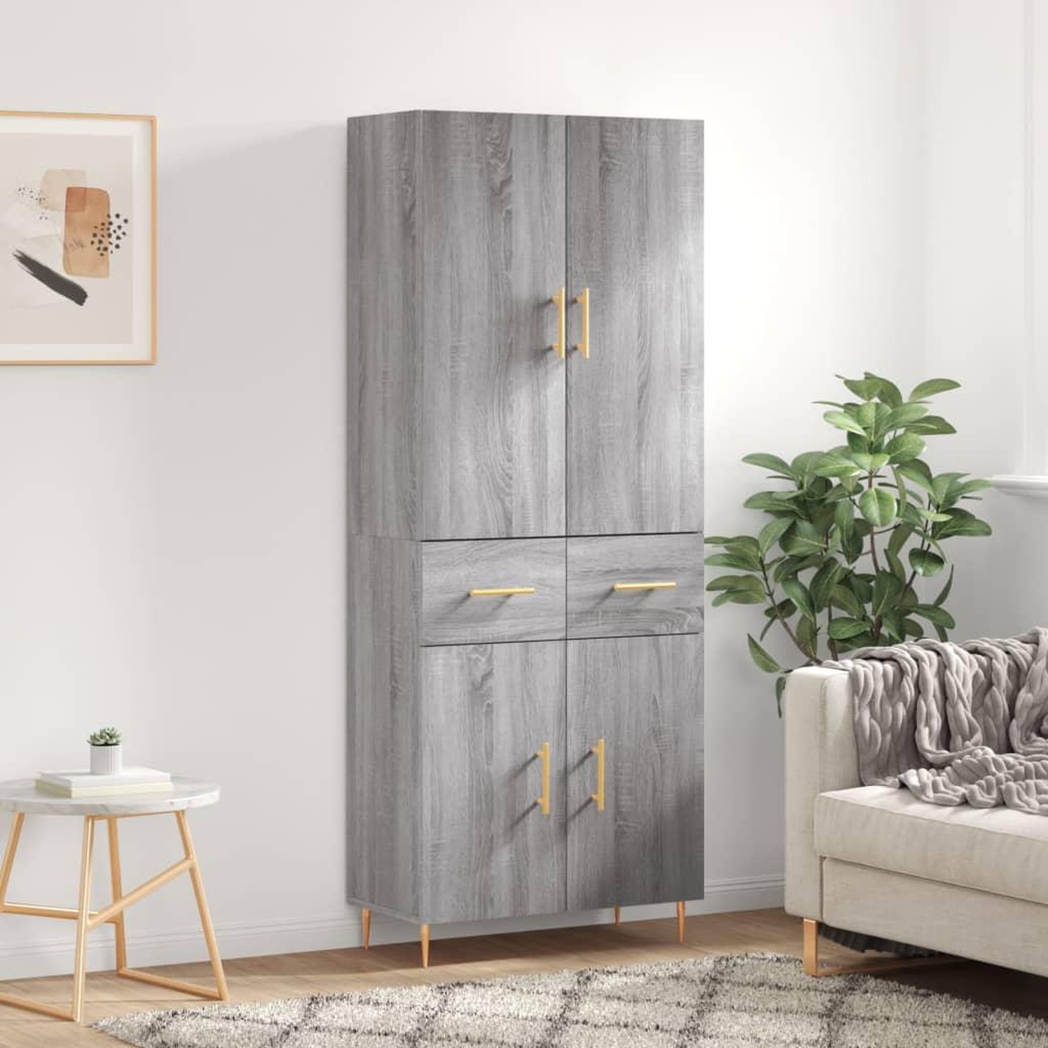 VIDAXL Buffet haut Sonoma gris 69,5x34x180 cm Bois d'ingenierie