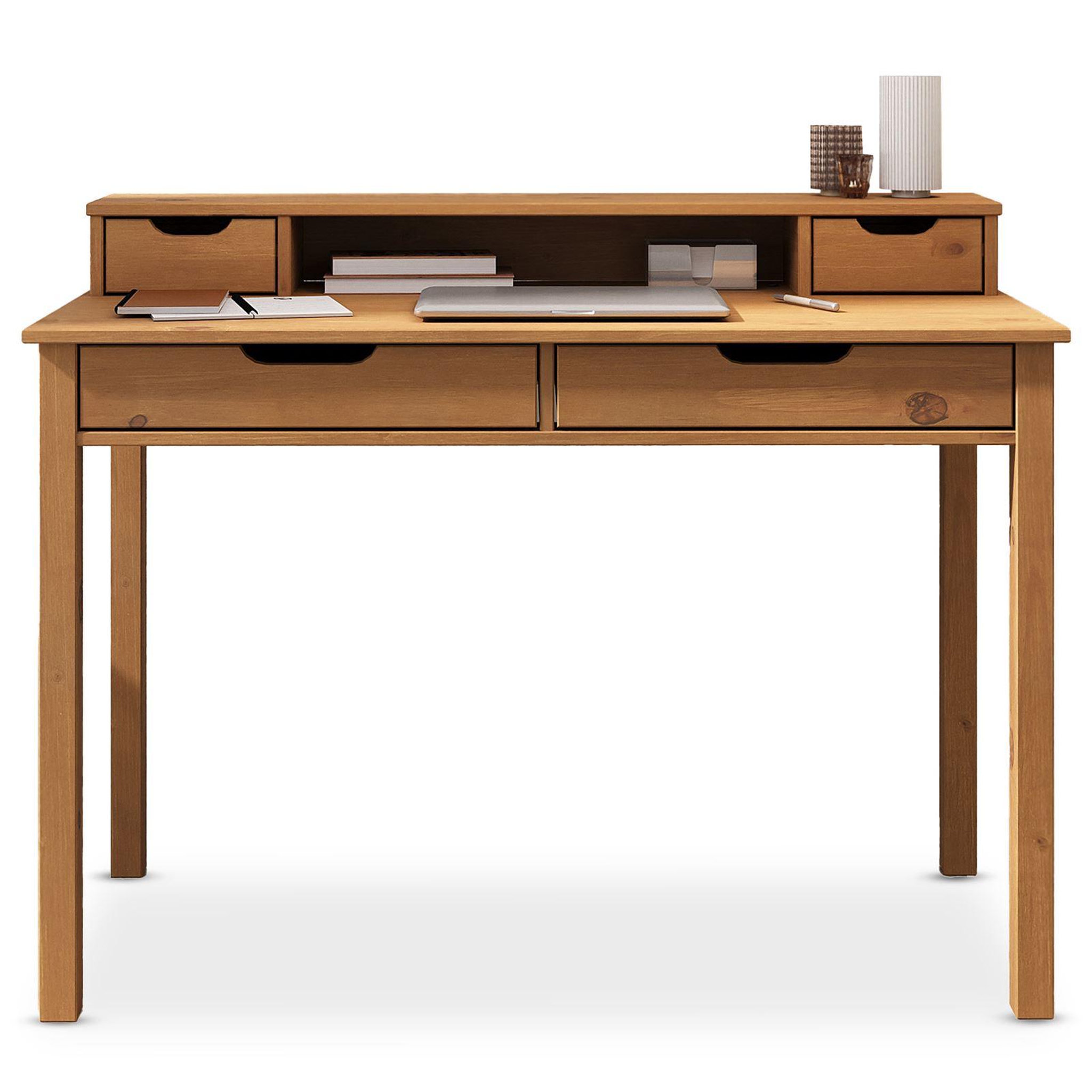 Voir la diapositive 1 : IDIMEX Bureau raul l 114 cm avec 4 tiroirs en bois massif