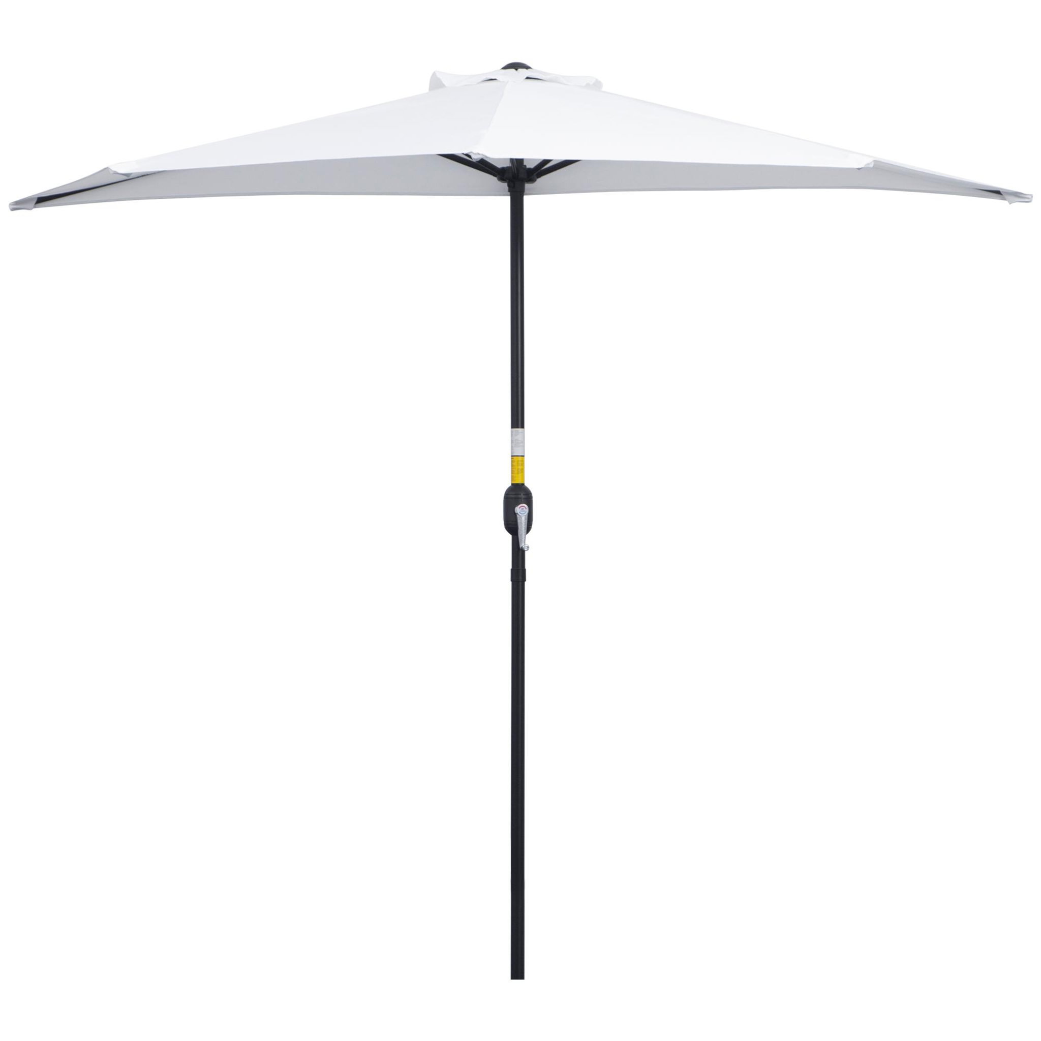 Voir la diapositive 1 : OUTSUNNY Demi parasol - parasol de balcon - ouverture fermeture manivelle - acier polyester haute densité blanc