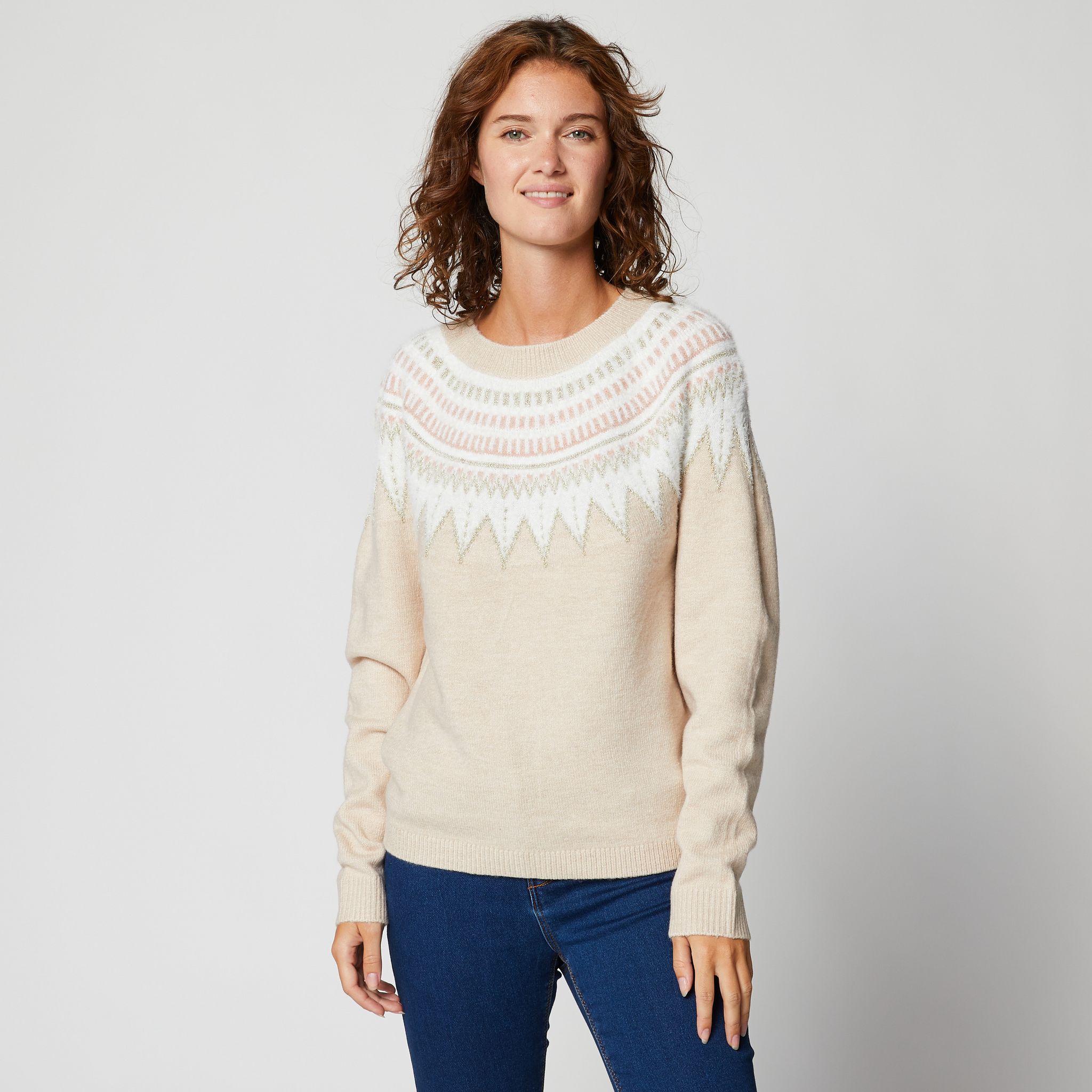 Pull Jacquard DEVERNOIS SPORT Taille 4 (XL) Femme - Multicolore Marin - Occasion Très Bon état