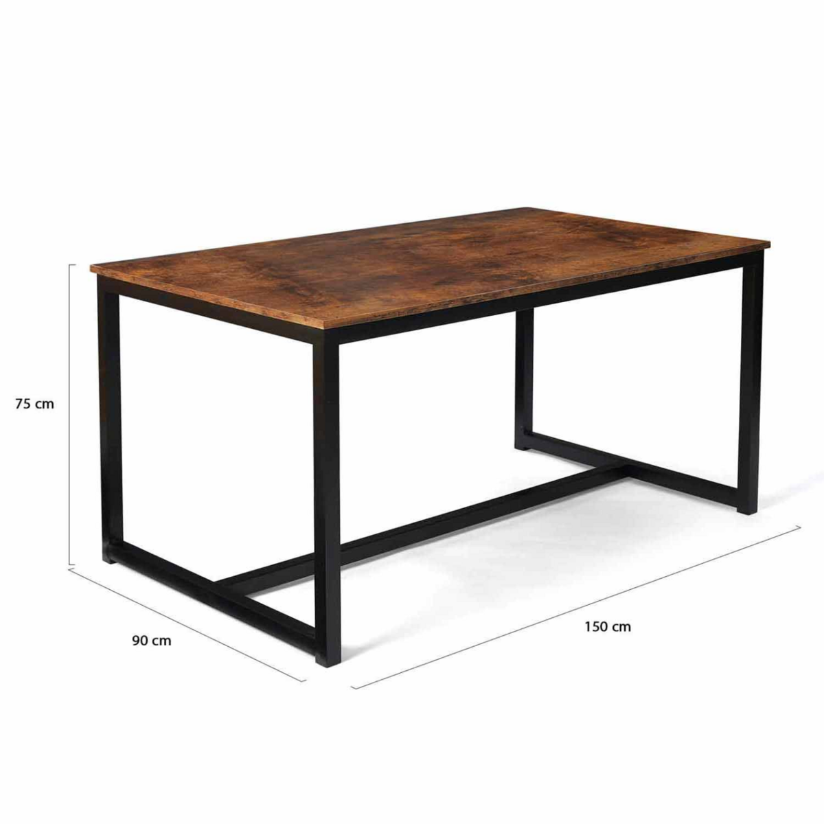 ID MARKET Table à manger rectangle DAYTON 8 personnes design industriel 150 cm