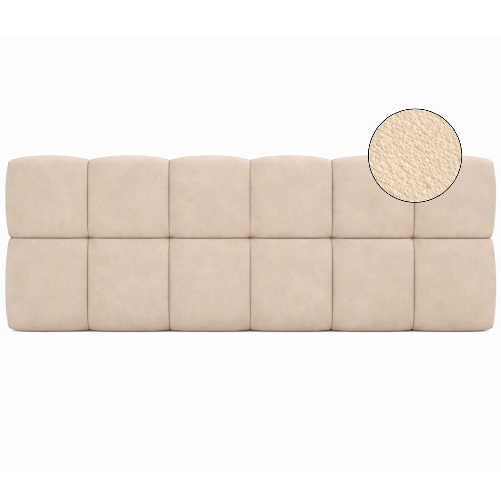 Voir la diapositive 3 : ID MARKET Tête de lit suspendue matelassée nuage velours beige 160 cm