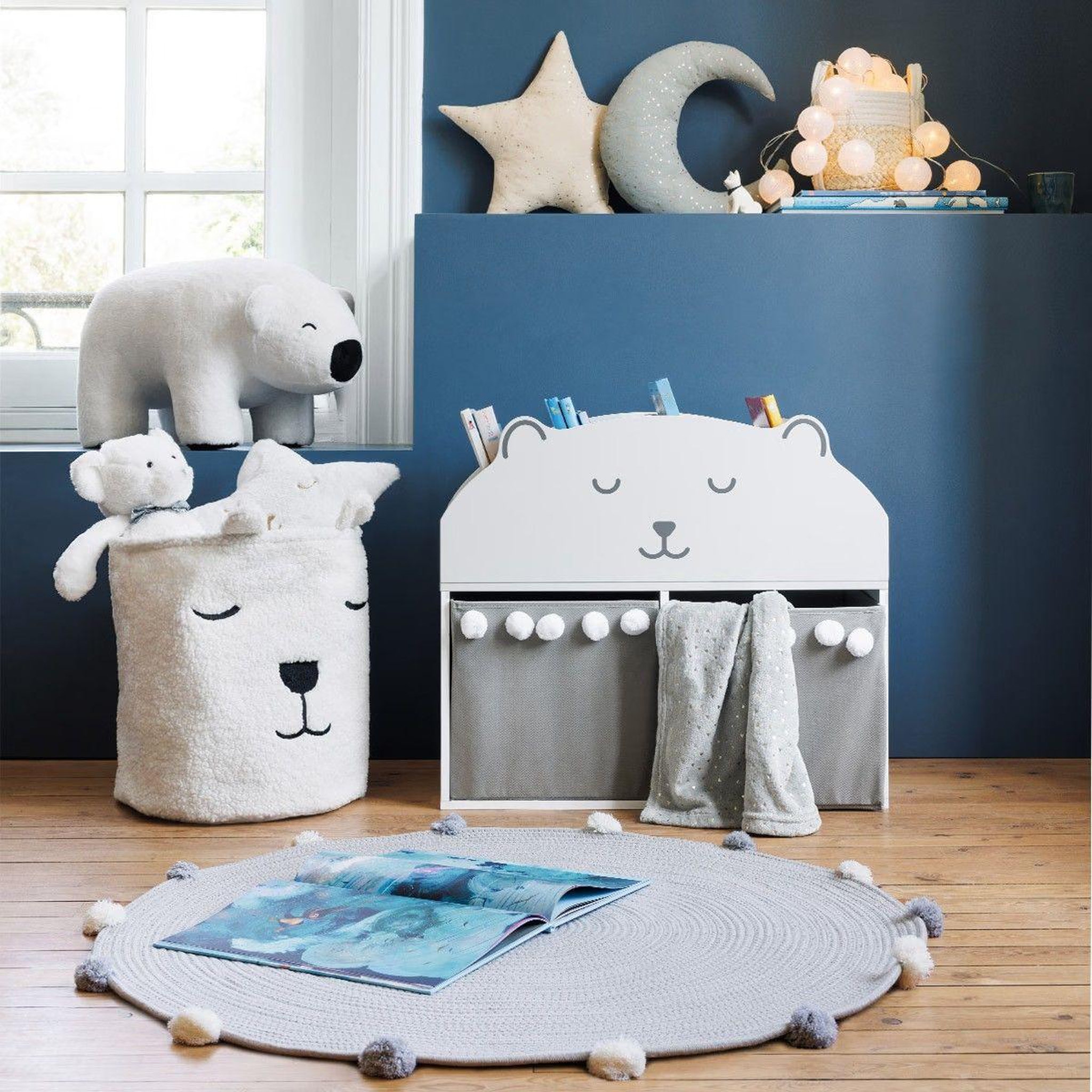 Voir la diapositive 5 : Atmosphera Kids Bibliothèque enfant  ourson  64cm blanc