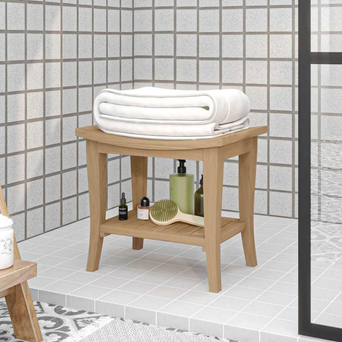 VIDAXL Table d'appoint de salle de bain 50x35x45cm bois de teck solide