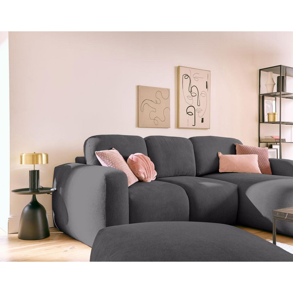 LISA DESIGN Sorrente - canapé d'angle réversible - convertible avec coffre - 4 places - en tissu texturé