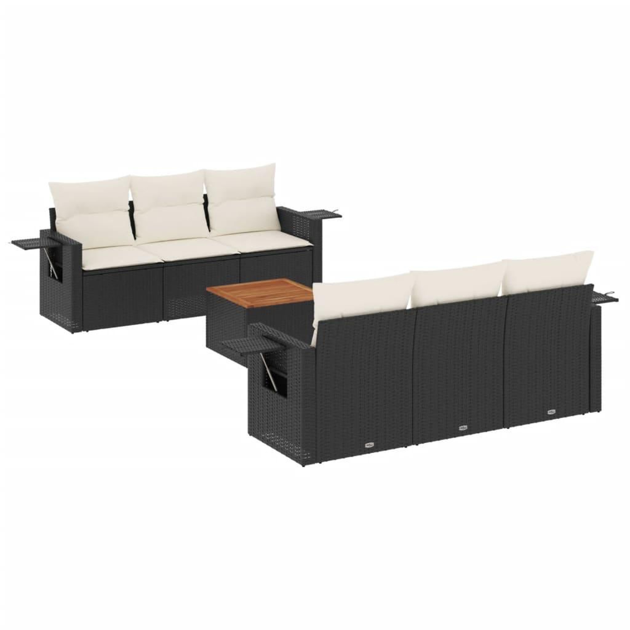Voir la diapositive 2 : VIDAXL Salon de jardin 7 pcs avec coussins noir resine tressee