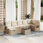 VIDAXL Salon de jardin avec coussins 8 pcs beige resine tressee