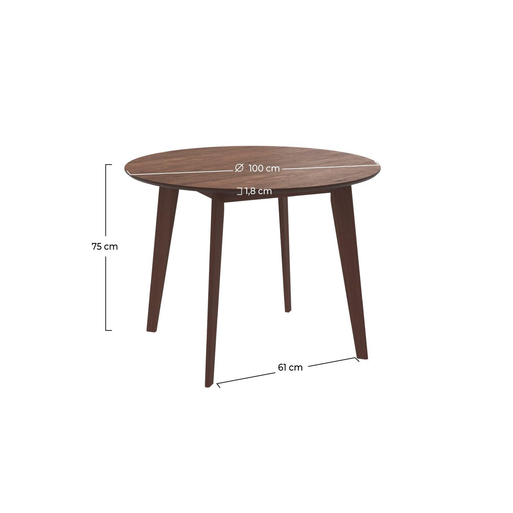 Voir la diapositive 4 : MAISON PAVANE Table ronde 4 personnes en bois foncé d100 cm-réno