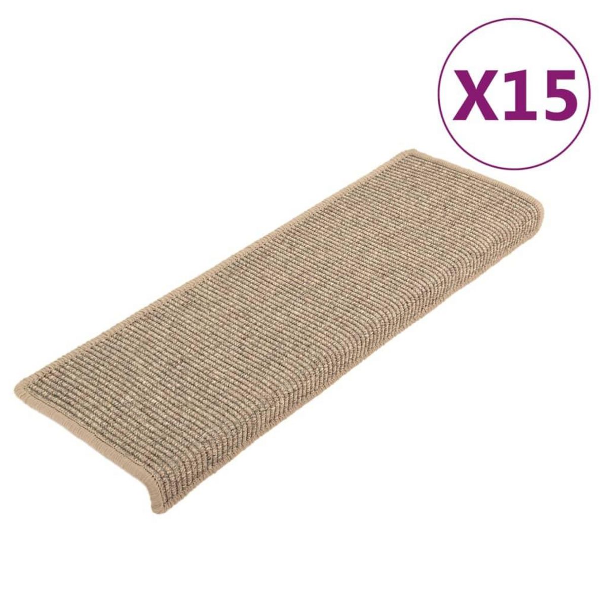 VIDAXL Tapis d'escalier auto-adhesifs 15 pcs Beige fonce 65x21x4 cm