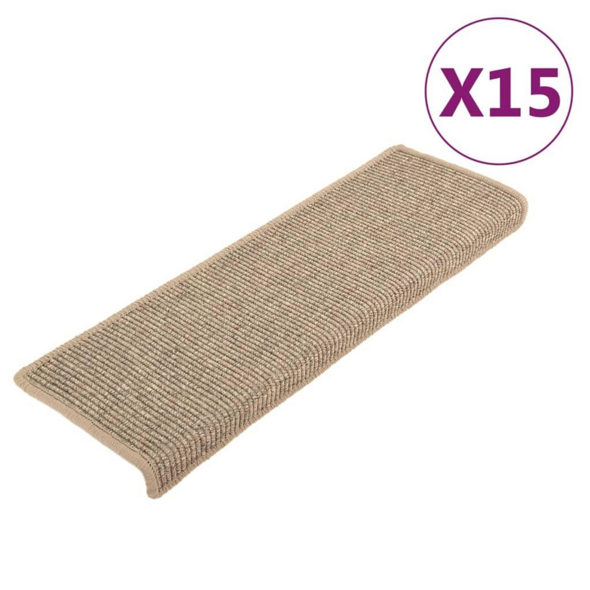 VIDAXL Tapis d'escalier auto-adhesifs 15 pcs Beige fonce 65x21x4 cm