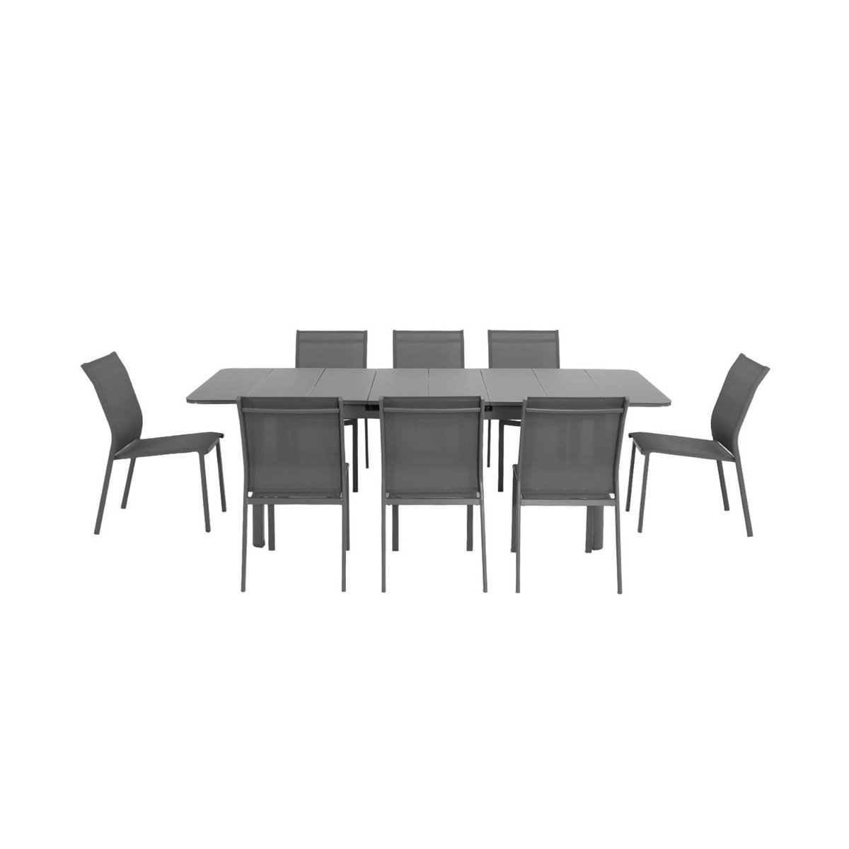 SWEEEK Table de jardin extensible aluminium + 8 assises anthracite - Soria / Buffalo