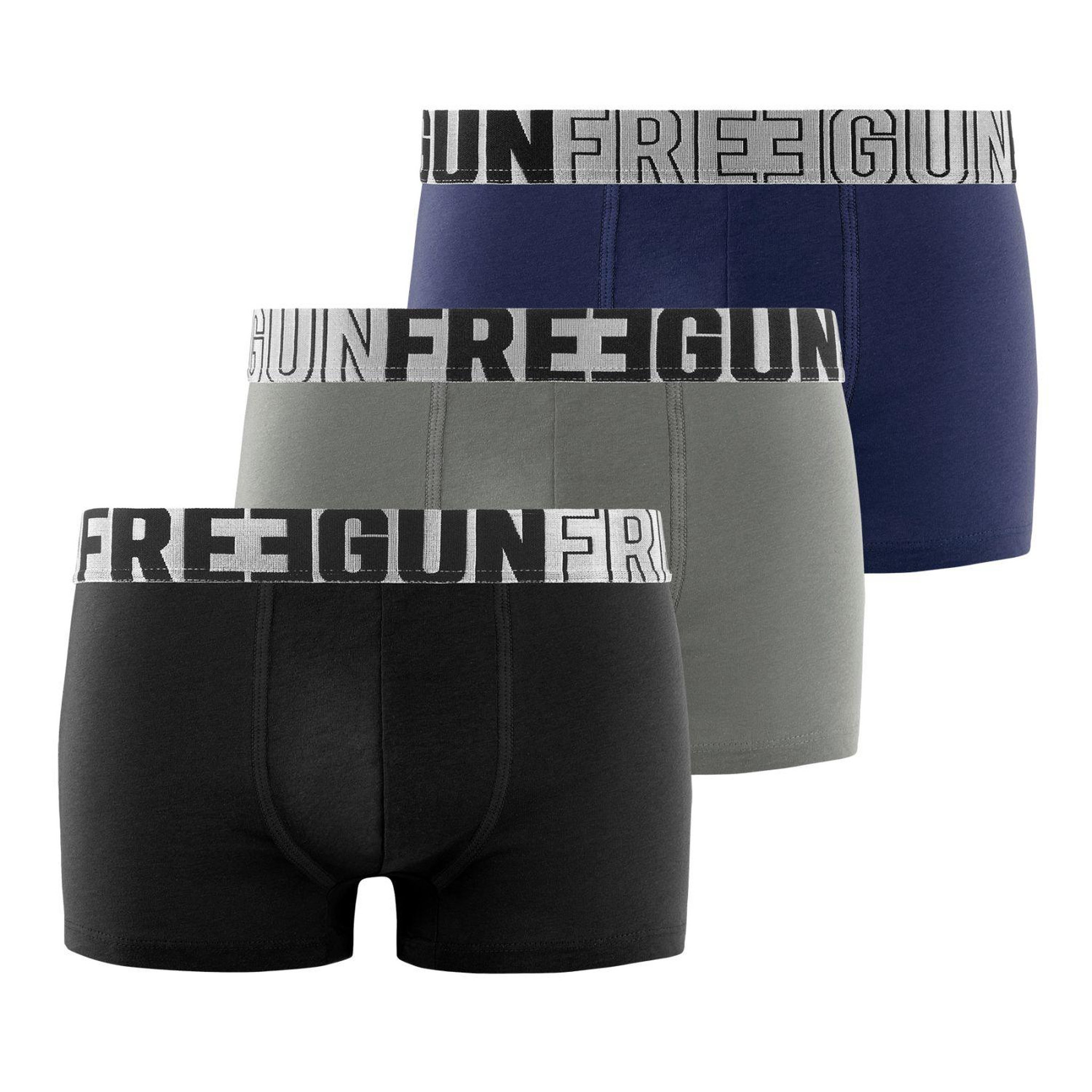 Voir la diapositive 1 : FREEGUN Lot de 3 boxers homme en coton Signature Andrew