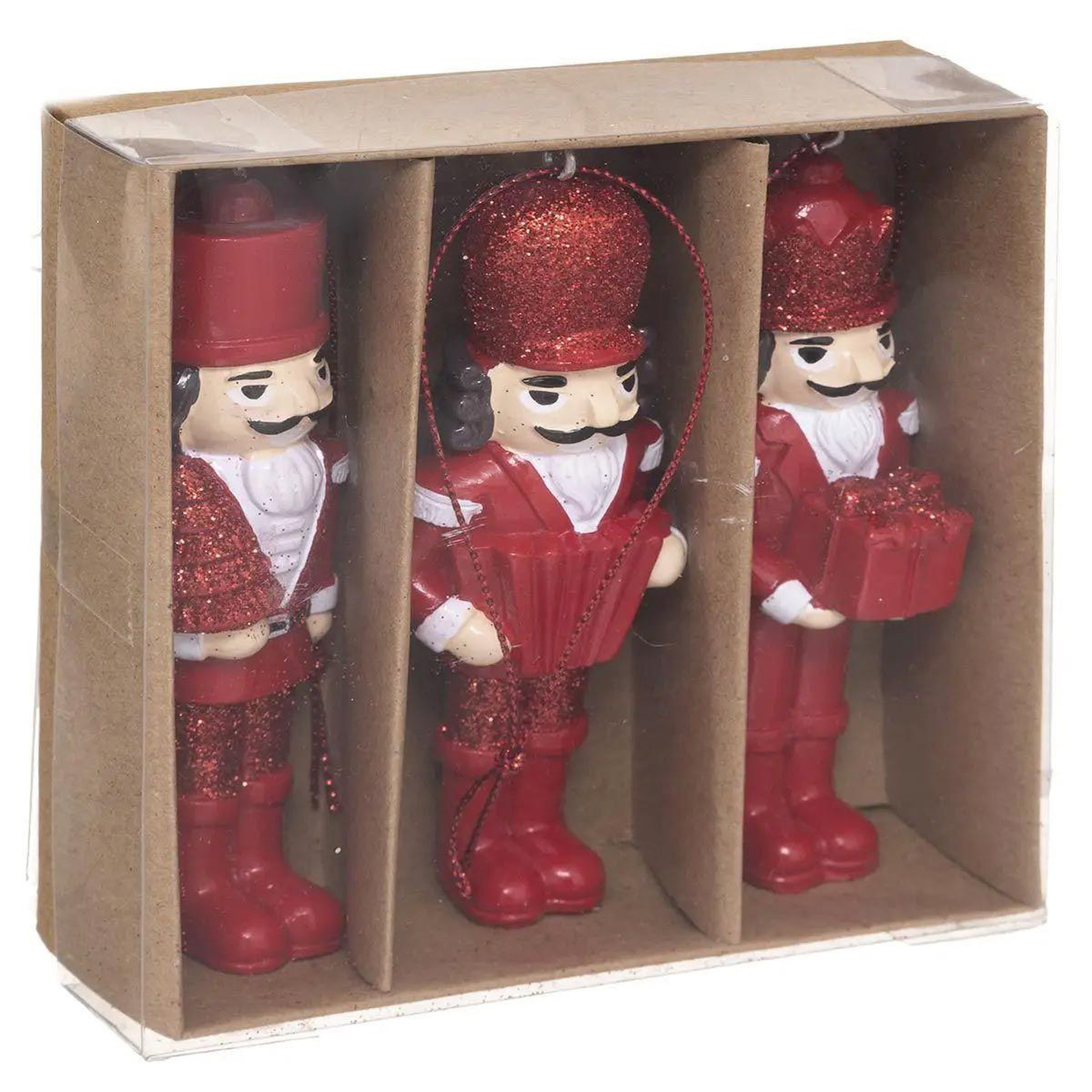 ATMOSPHERA Lot de 3 sujets de noël  casse noisette  10cm rouge