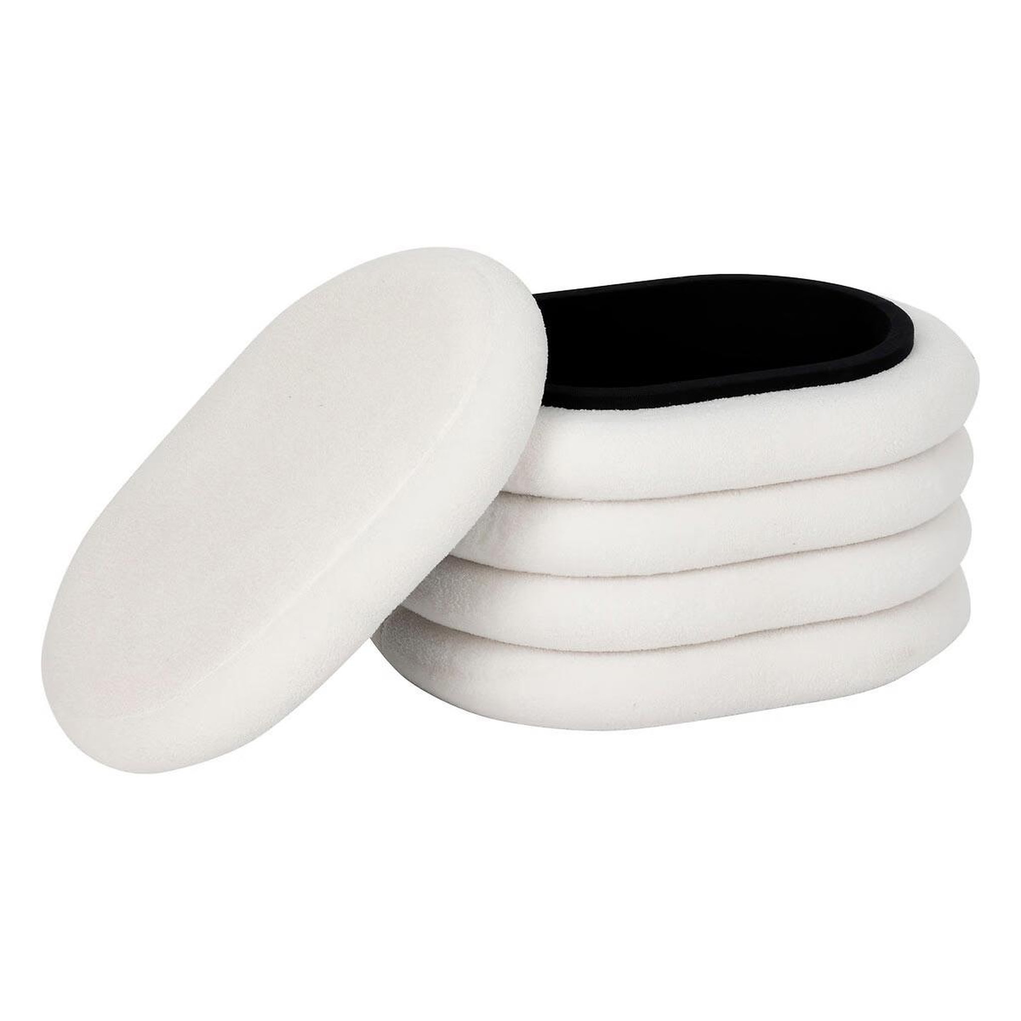 Voir la diapositive 2 : ATMOSPHERA Pouf coffre bouclette  giulia  59cm blanc