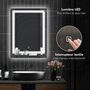 Voir la diapositive 4 : KLEANKIN Miroir lumineux LED 20 W interrupteur tactile étagère intégrée 50L x 12l x 70H cm