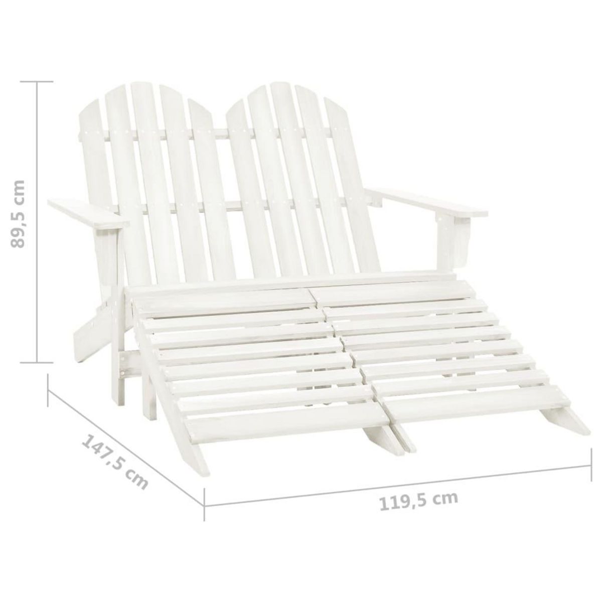 VIDAXL Chaise de jardin Adirondack 2 places et repose-pied sapin blanc