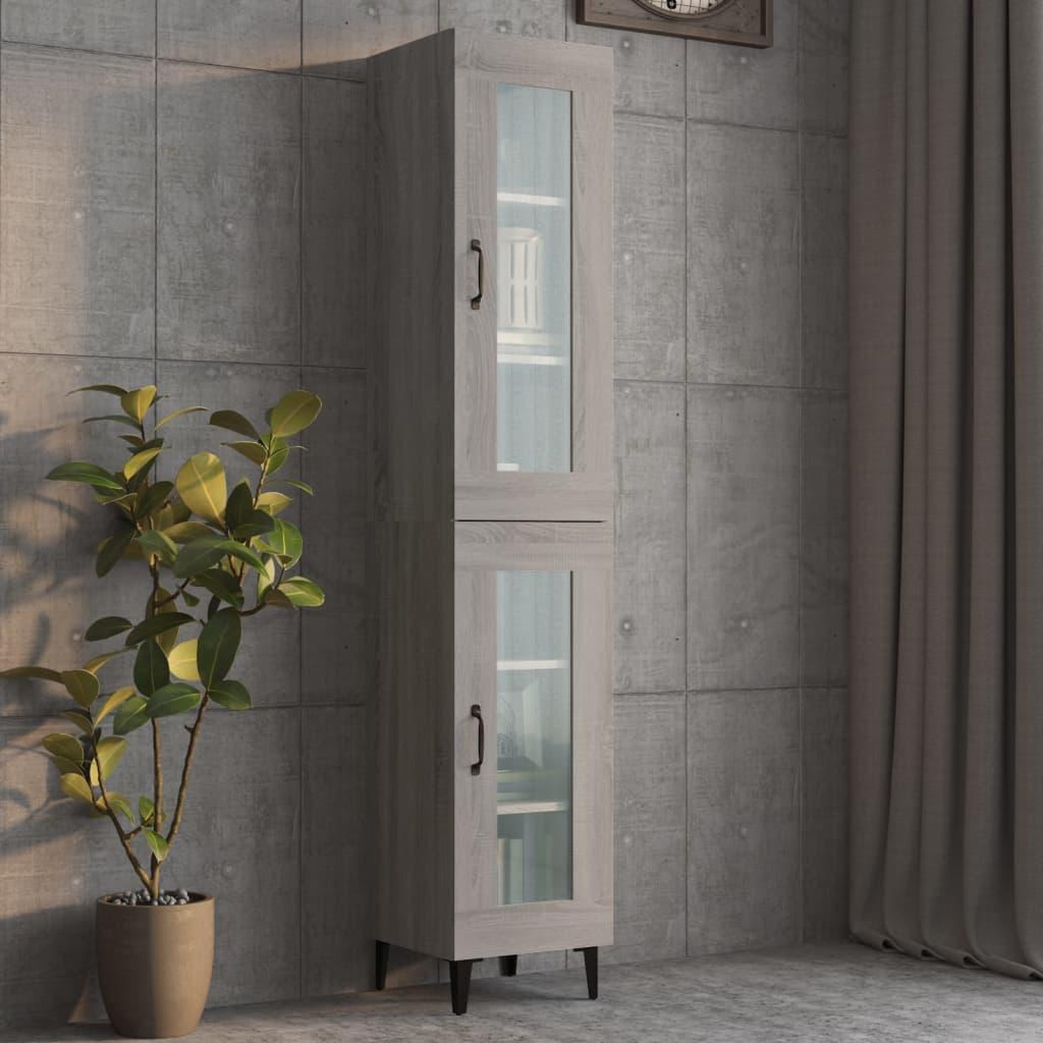 Voir la diapositive 3 : VIDAXL Armoire murale suspendue Sonoma gris 34,5x34x90 cm